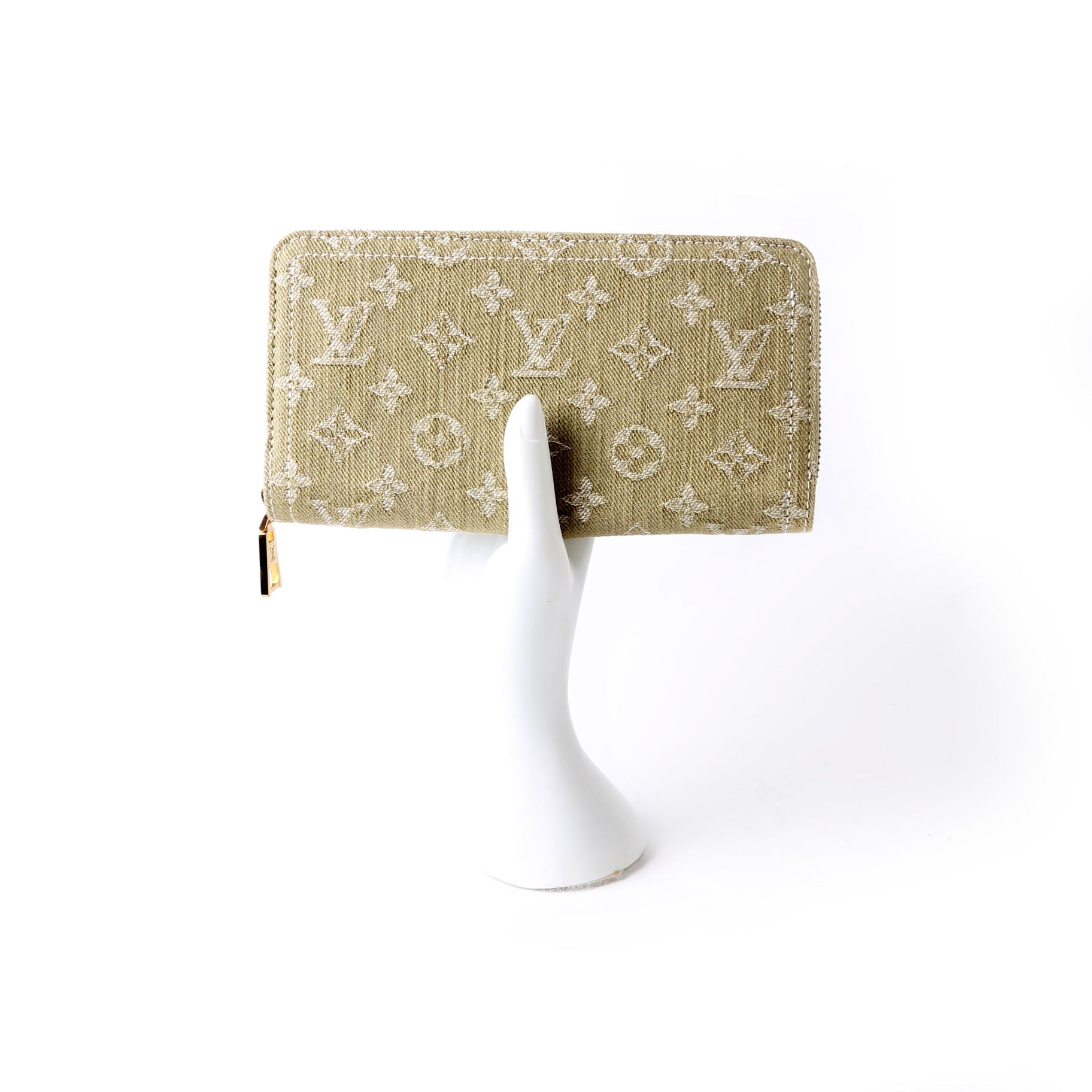 Zippy Wallet Denim Monogram Green