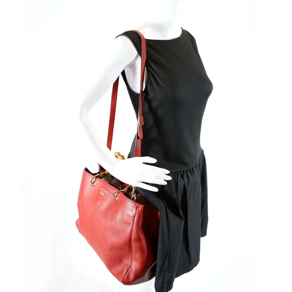 Gucci 323658 Bamboo Shopper Leather Large Tote