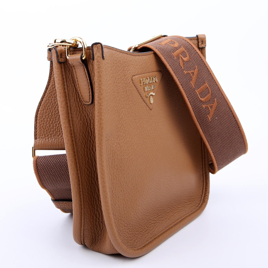Prada 1BH191 Leather Mini Shoulder Bag Brown