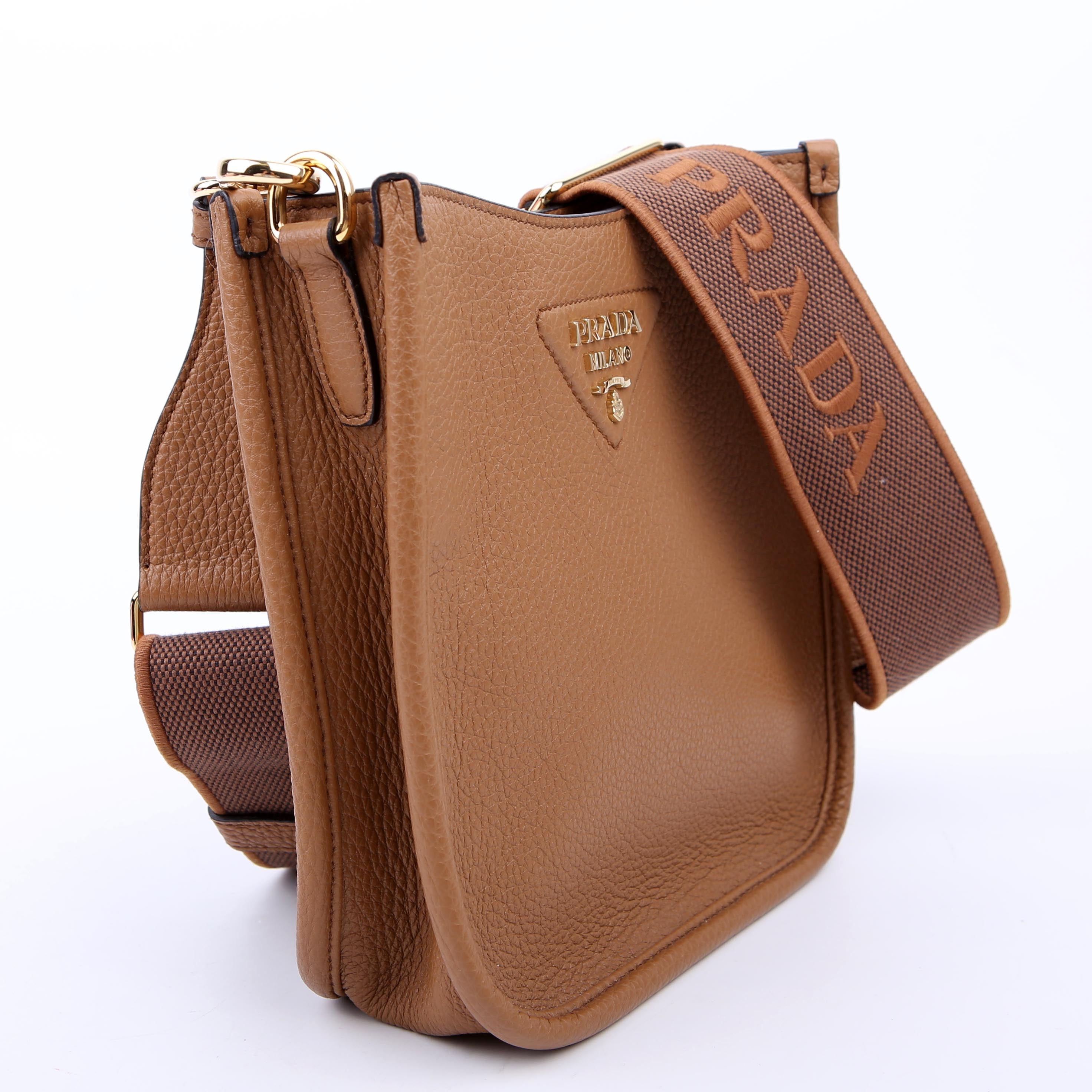 Prada 1BH191 Leather Mini Shoulder Bag Brown