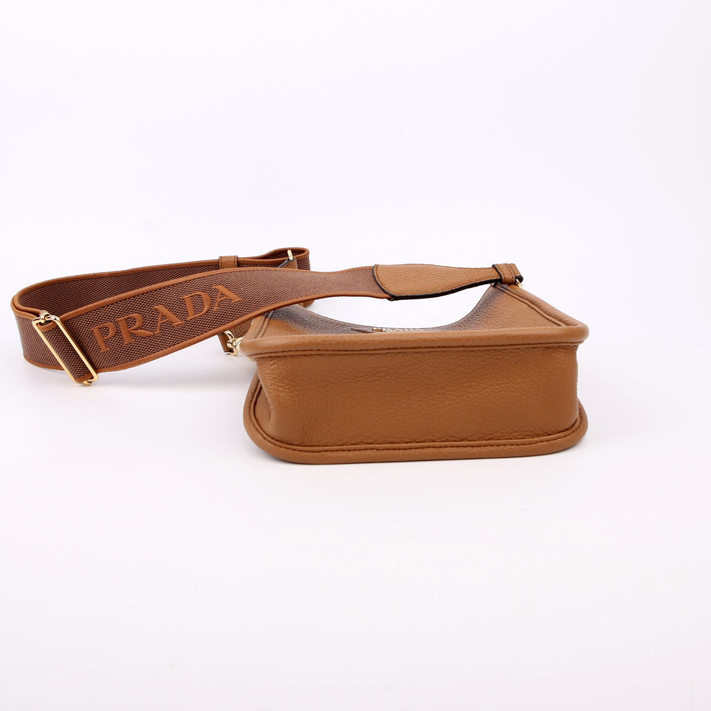 Prada 1BH191 Leather Mini Shoulder Bag Brown