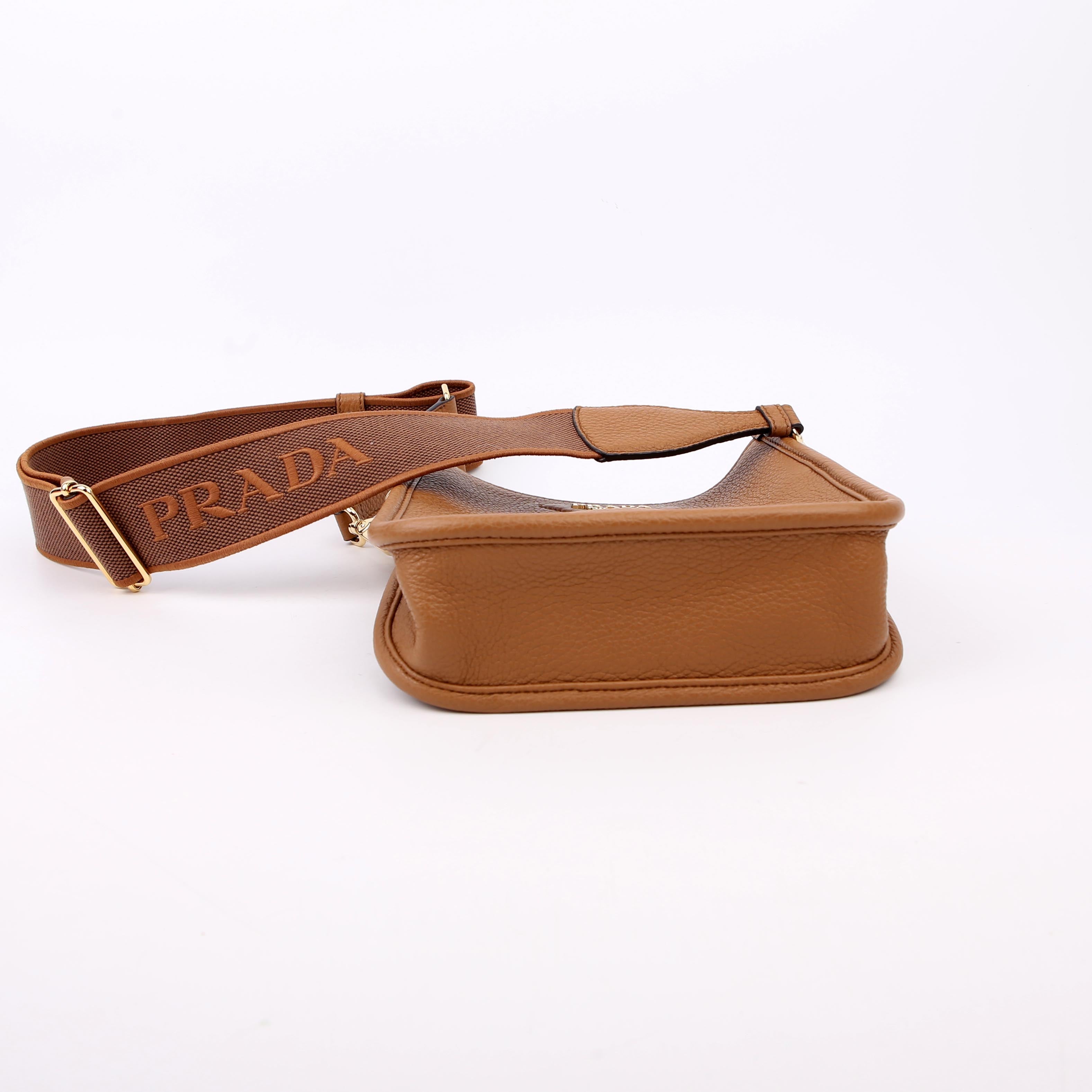 Prada 1BH191 Leather Mini Shoulder Bag Brown