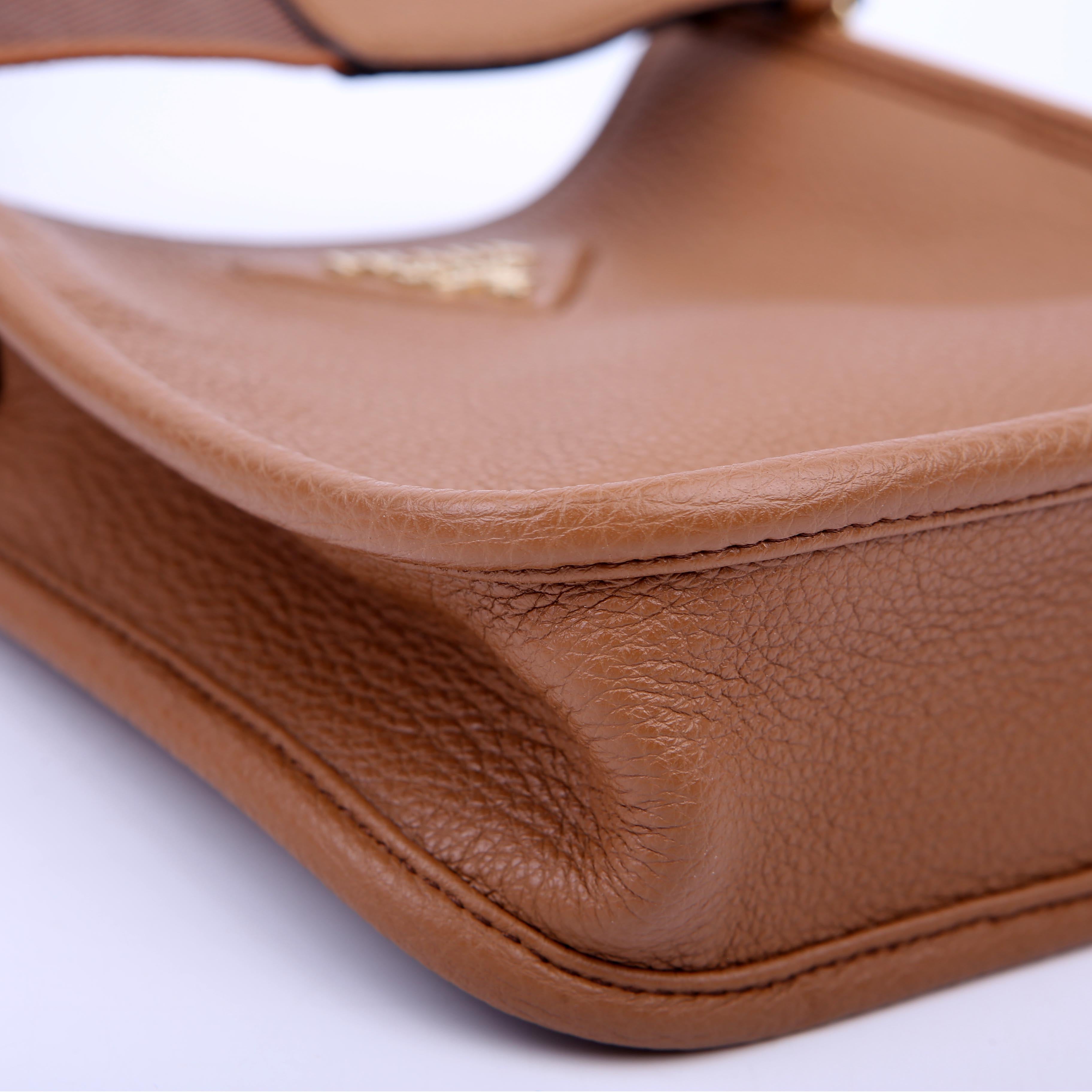 Prada 1BH191 Leather Mini Shoulder Bag Brown