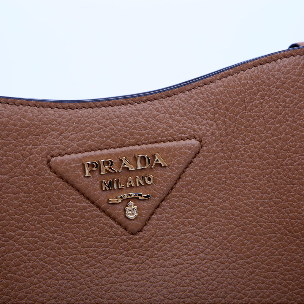 Prada 1BH191 Leather Mini Shoulder Bag Brown
