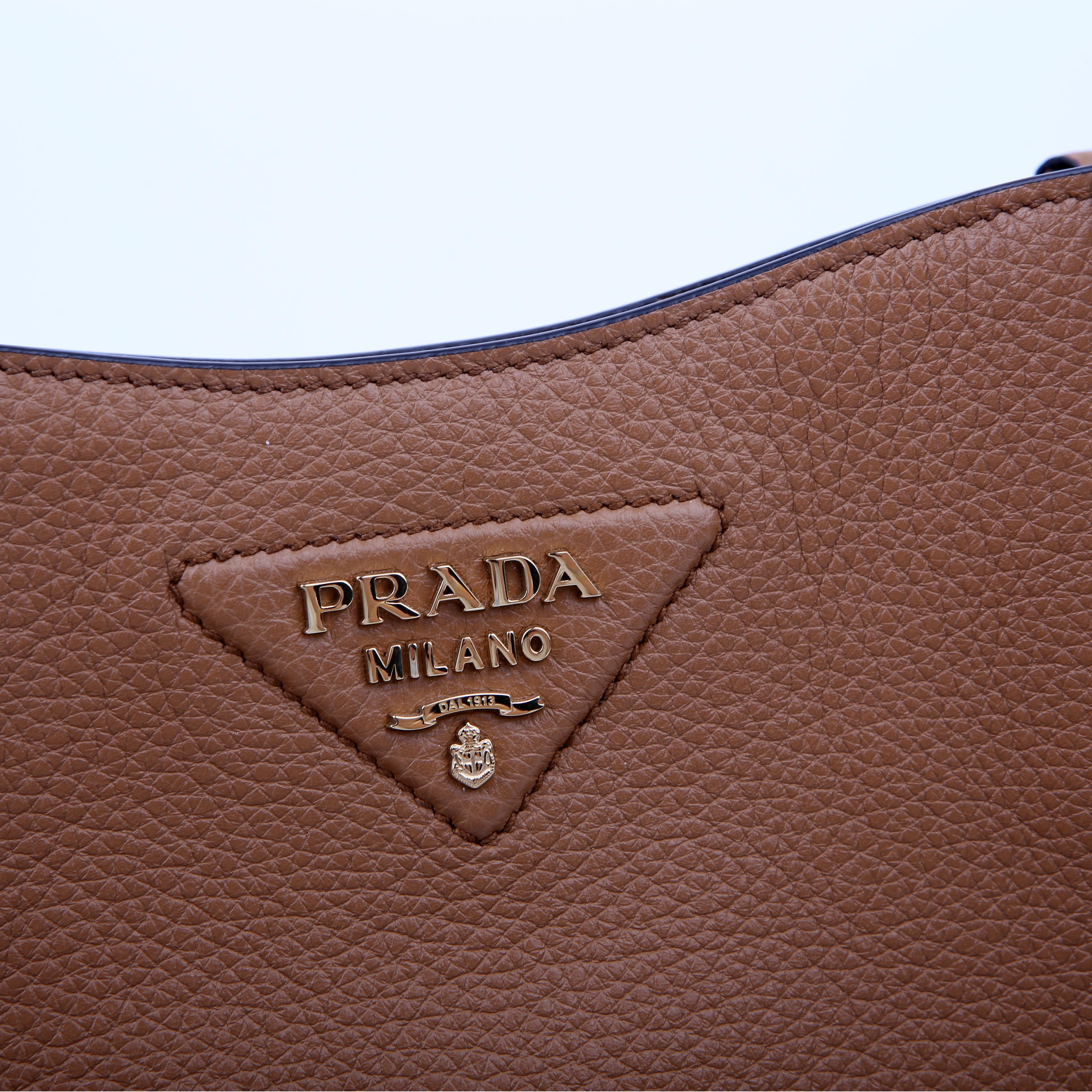Prada 1BH191 Leather Mini Shoulder Bag Brown