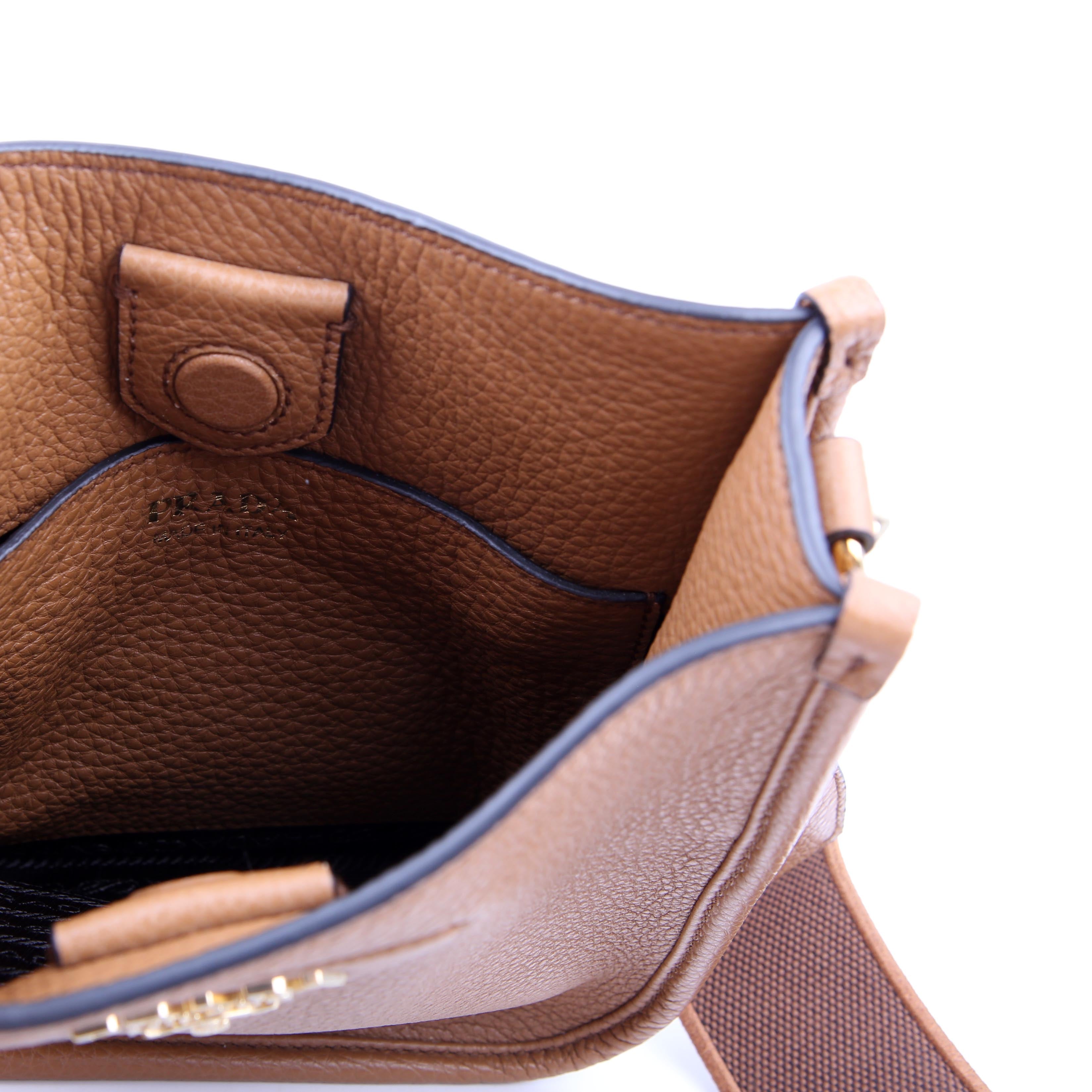 Prada 1BH191 Leather Mini Shoulder Bag Brown
