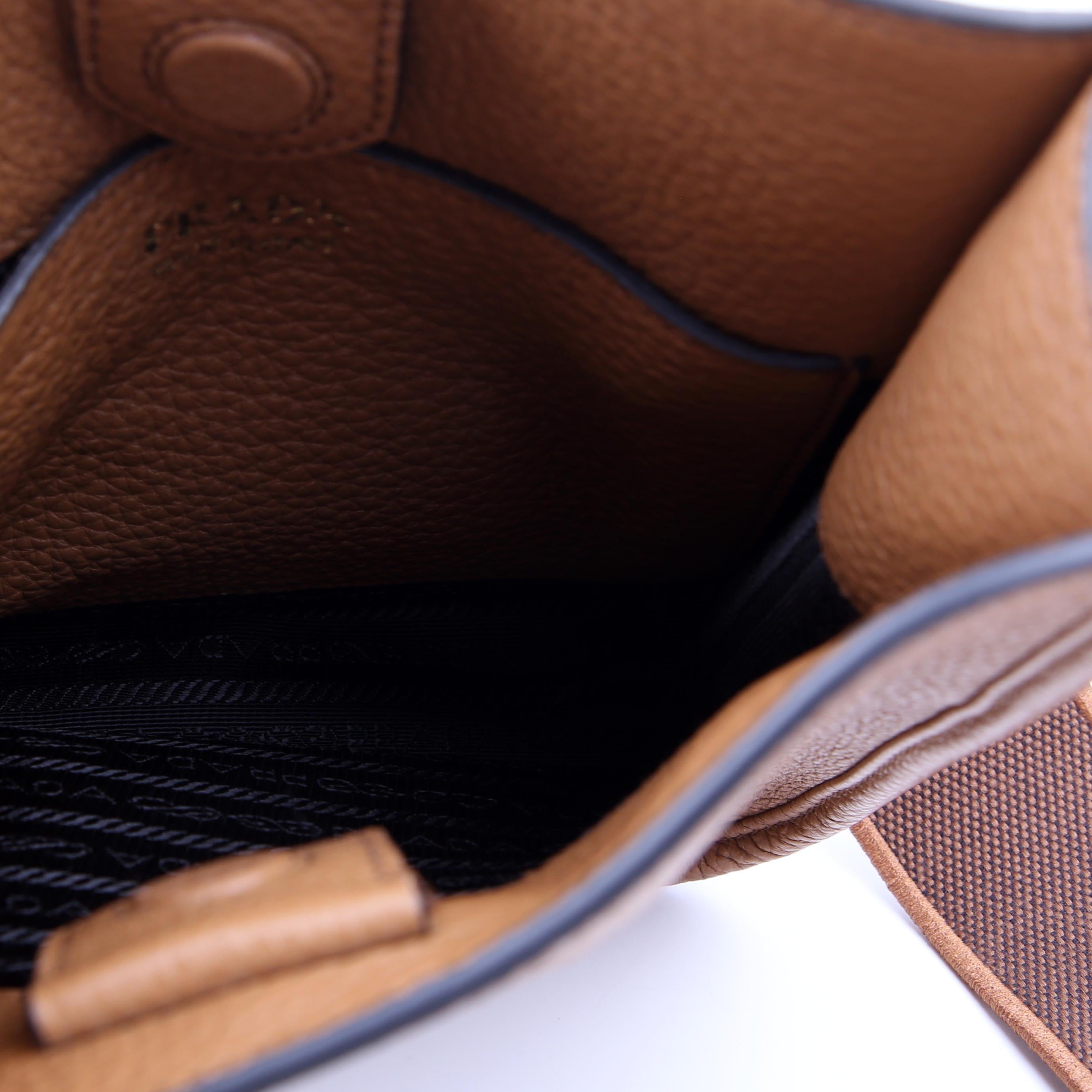 Prada 1BH191 Leather Mini Shoulder Bag Brown