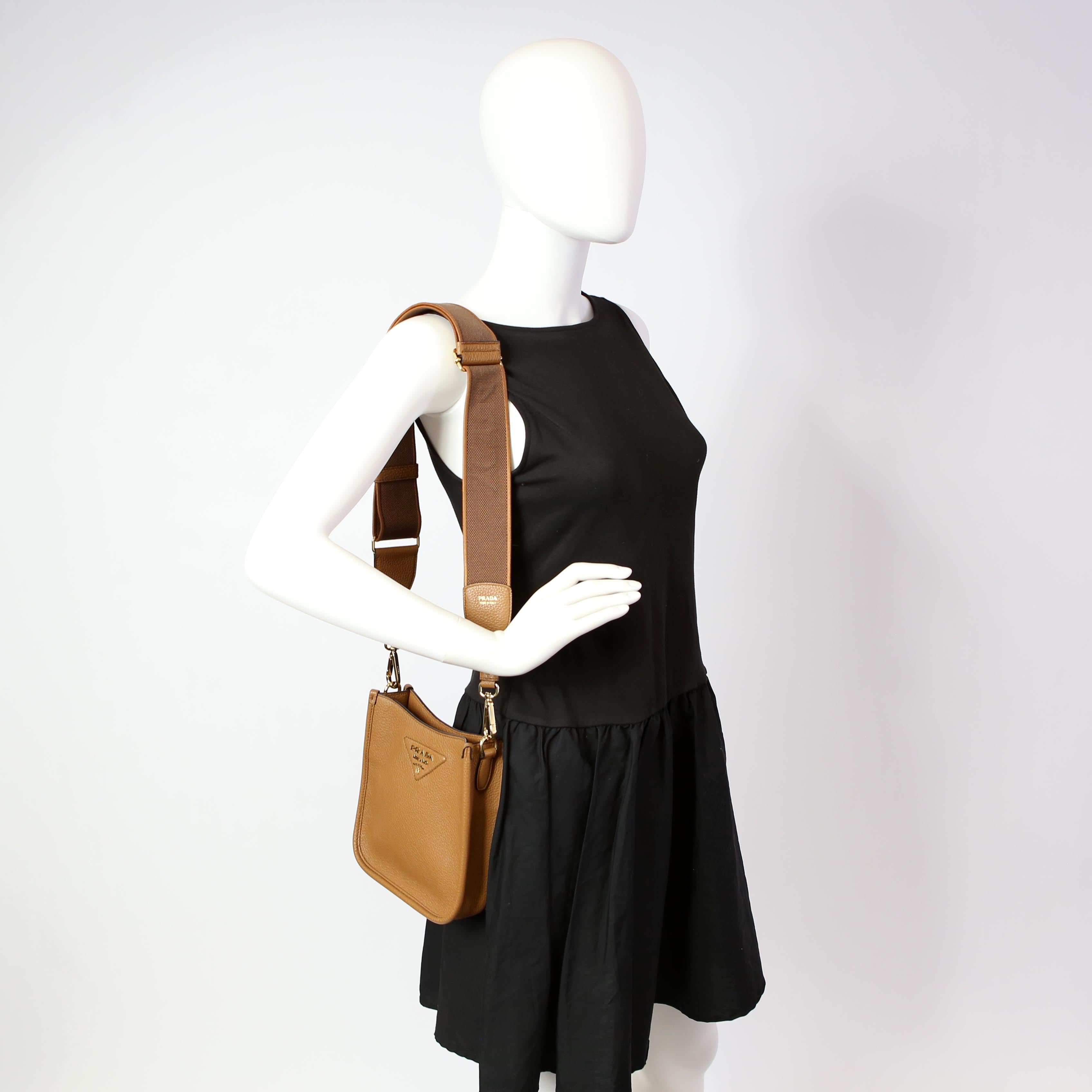 Prada 1BH191 Leather Mini Shoulder Bag Brown