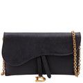 Dior Saddle Pouch With Chain Small Calfskin Black