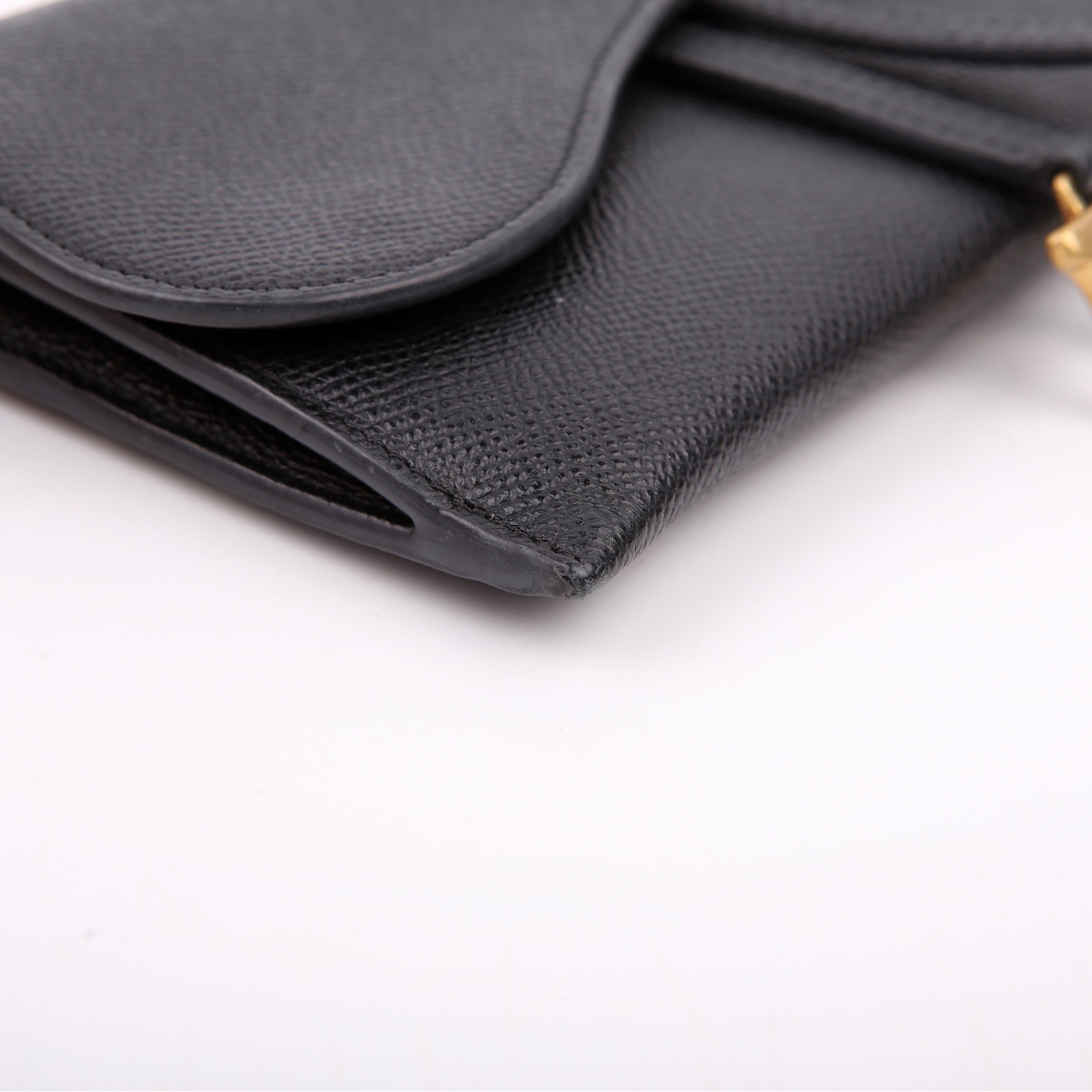 Dior Saddle Pouch With Chain Small Calfskin Black