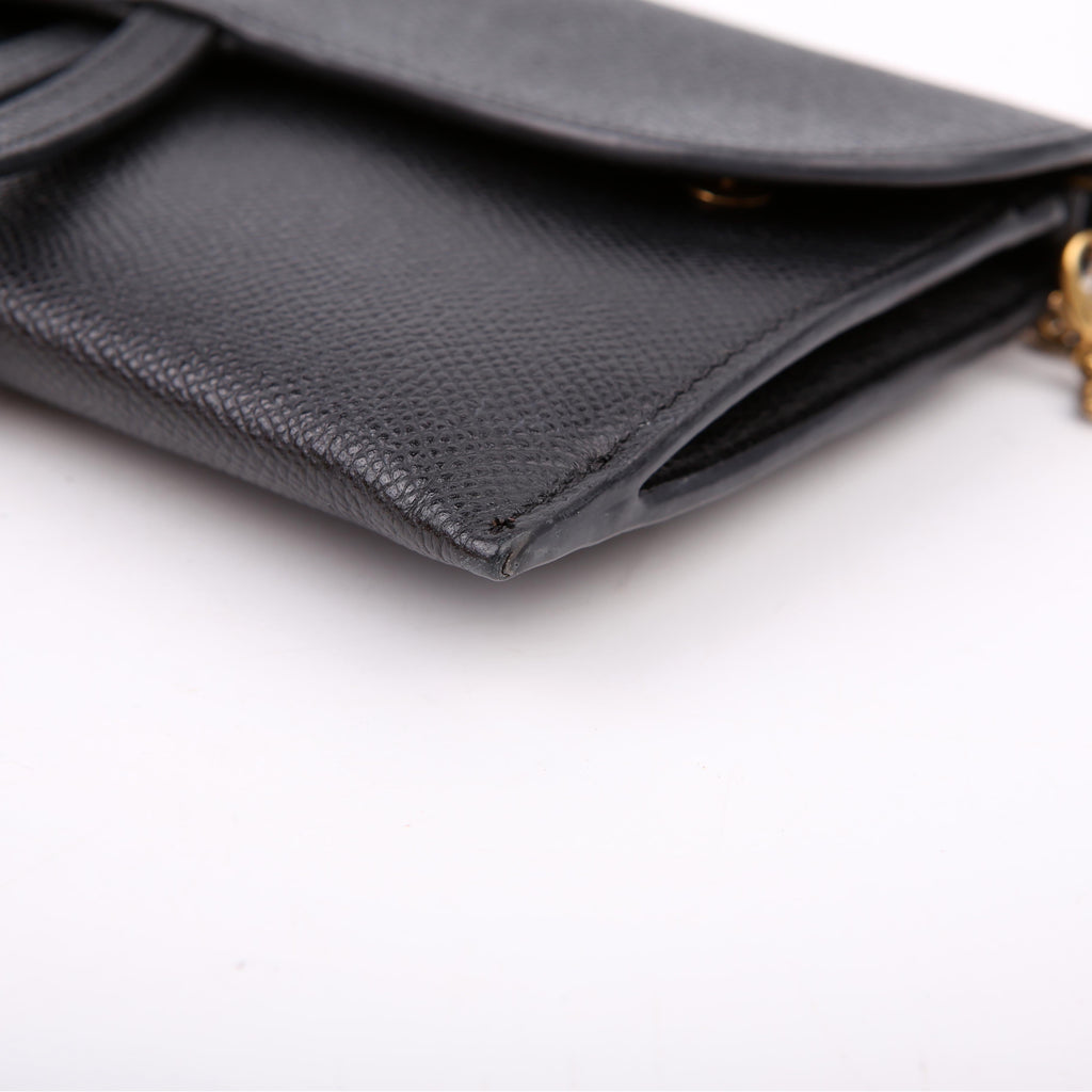 Dior Saddle Pouch With Chain Small Calfskin Black
