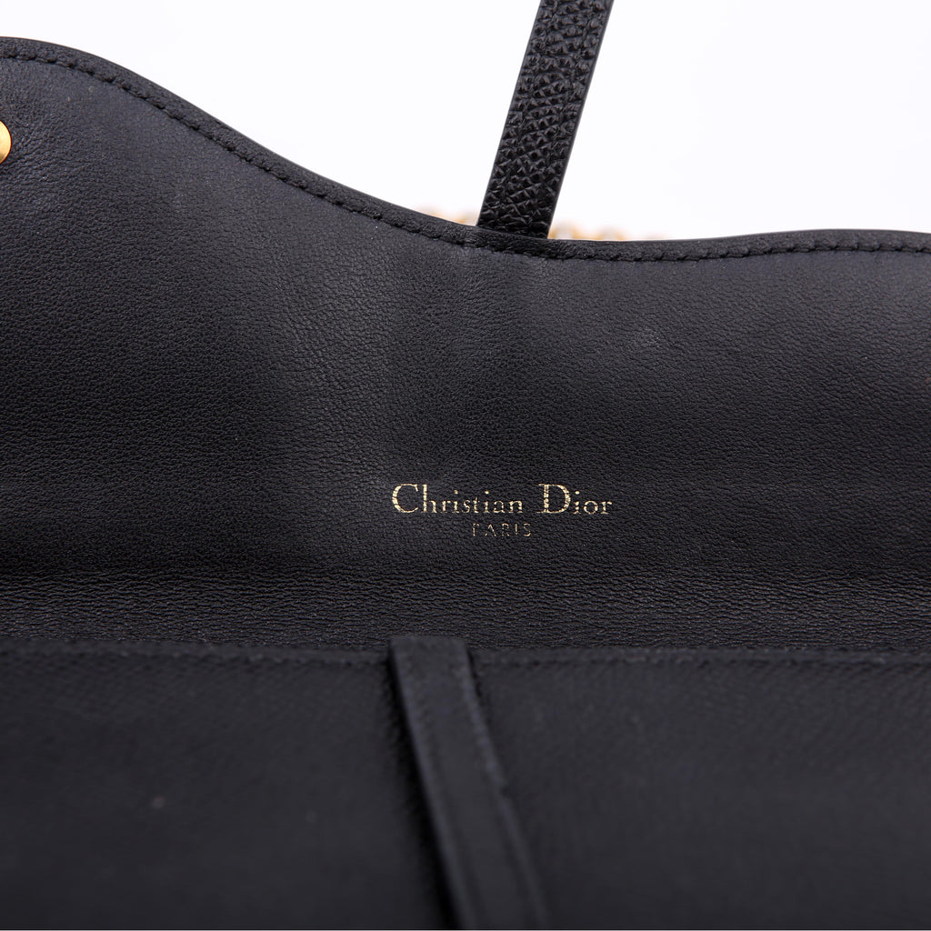 Dior Saddle Pouch With Chain Small Calfskin Black