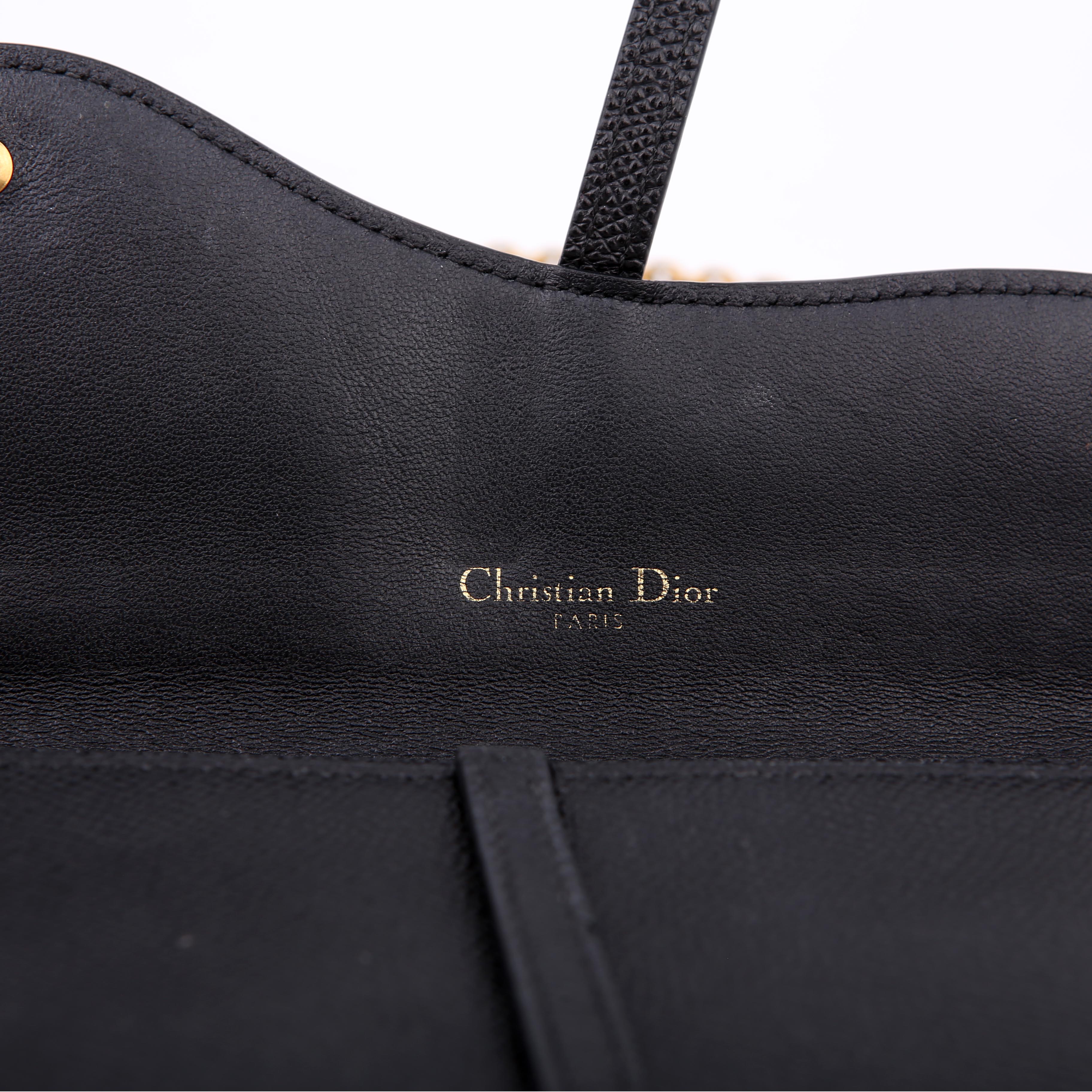 Dior Saddle Pouch With Chain Small Calfskin Black