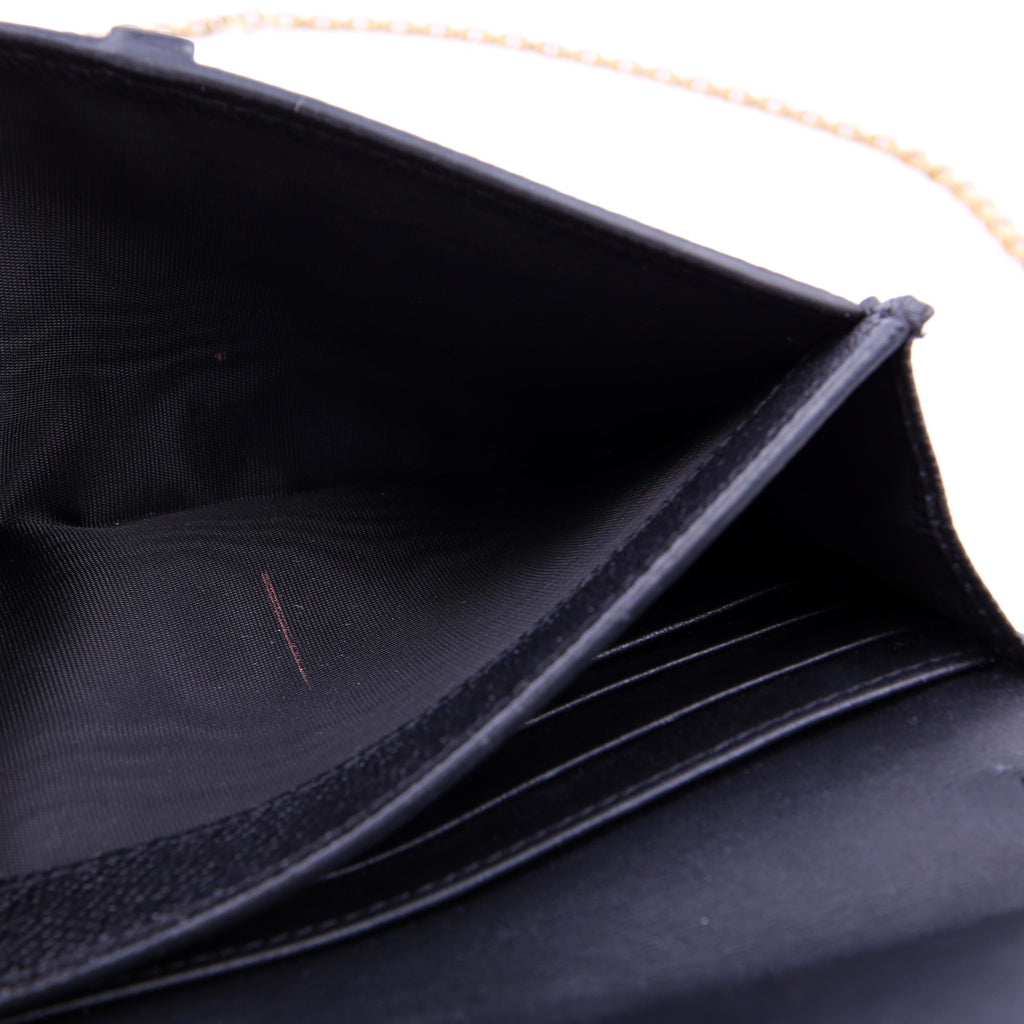 Dior Saddle Pouch With Chain Small Calfskin Black