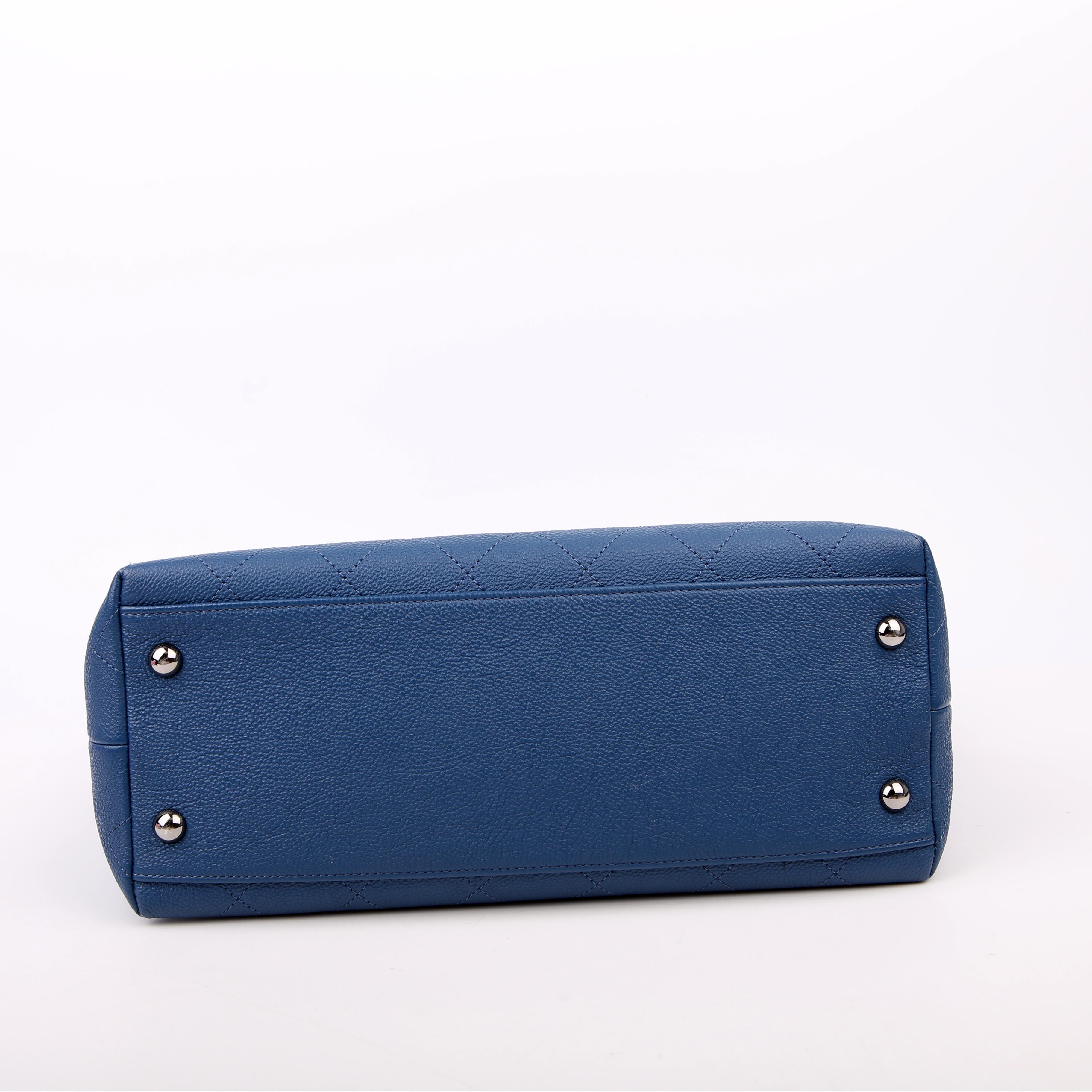 Zip and Carry Shopping Tote Medium Calfskin Blue