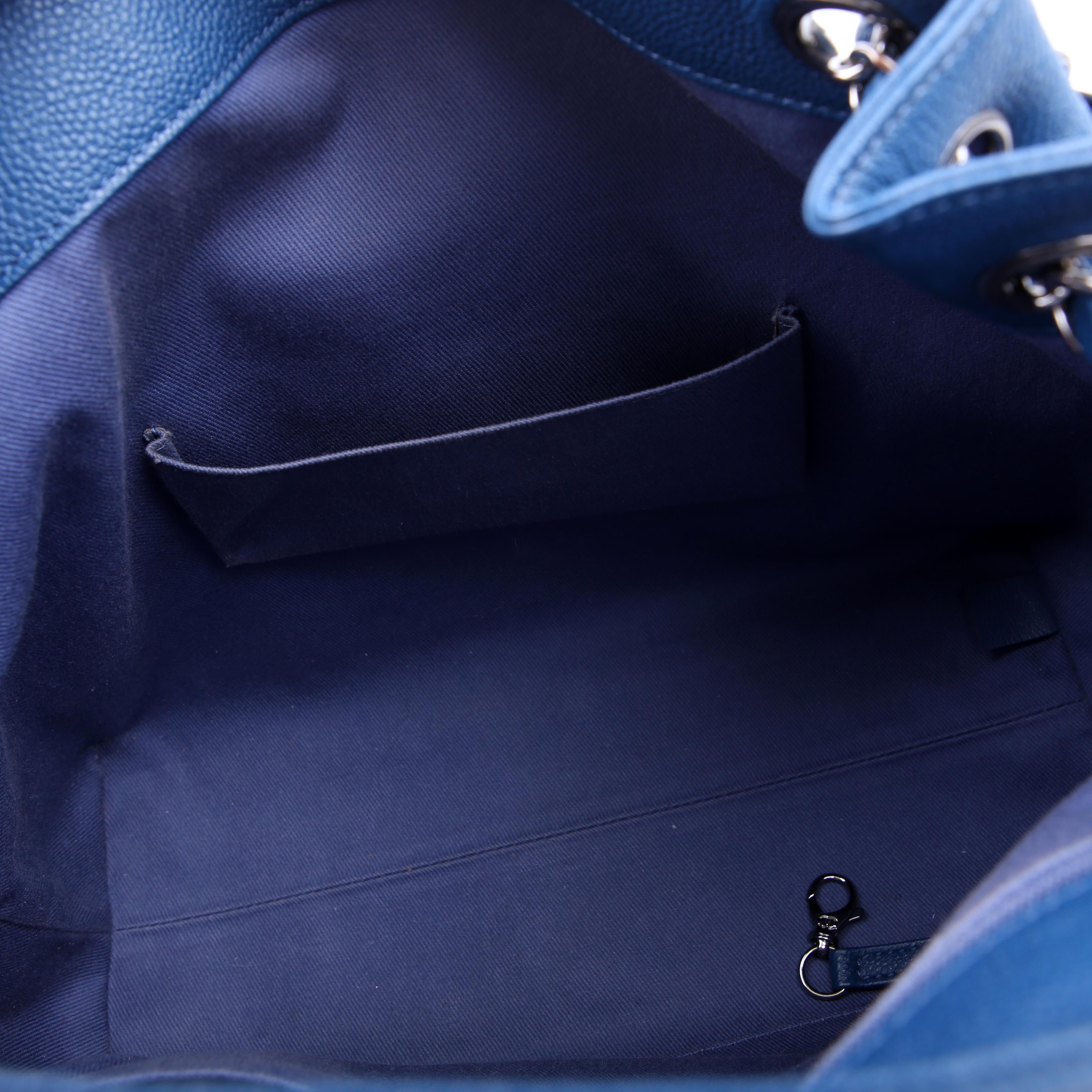 Zip and Carry Shopping Tote Medium Calfskin Blue