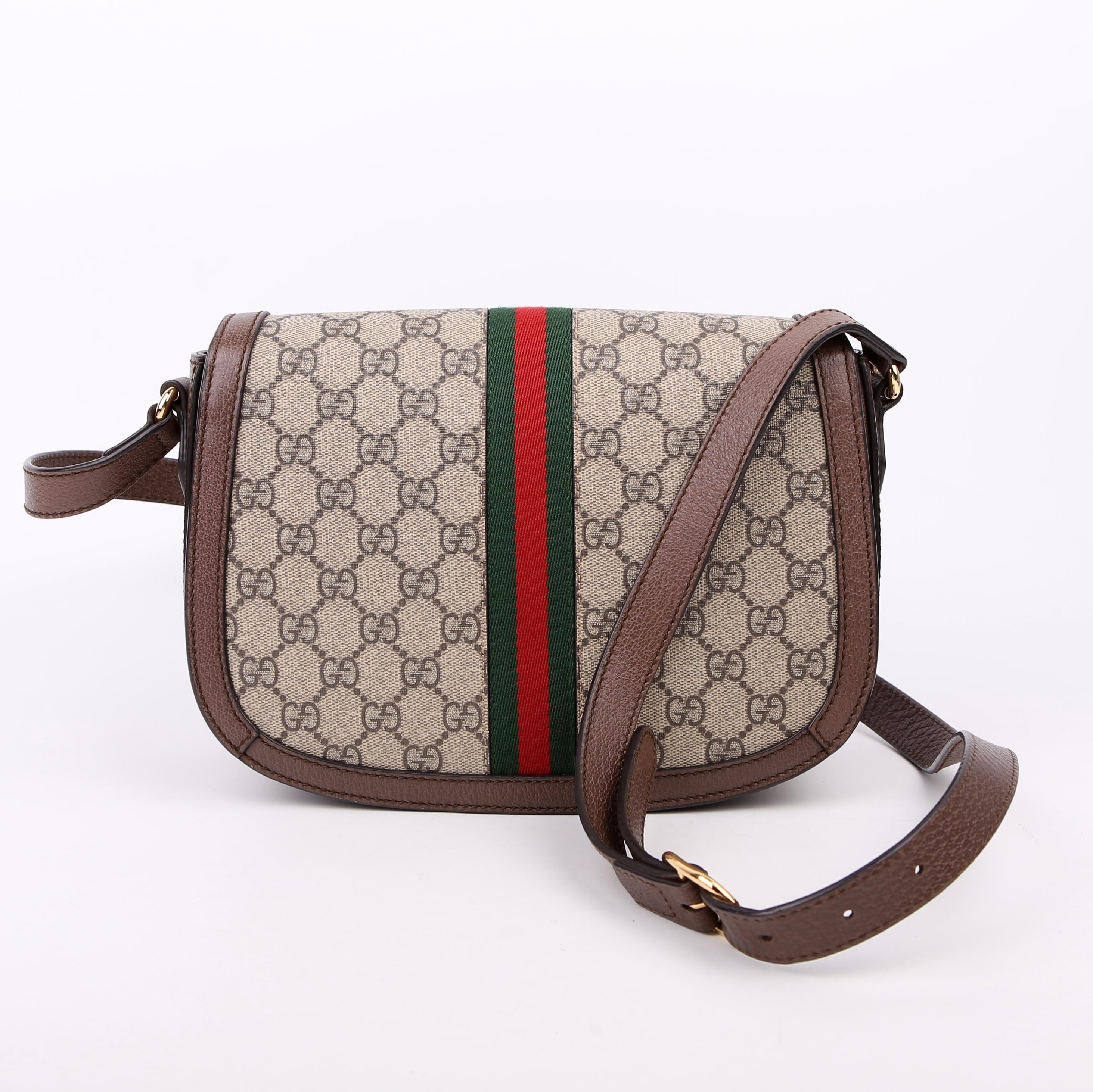 Gucci 601044 Ophidia GG Supreme Small Shoulder Brown