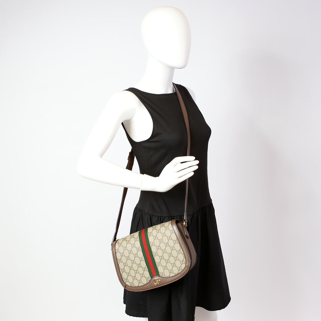 Gucci 601044 Ophidia GG Supreme Small Shoulder Brown