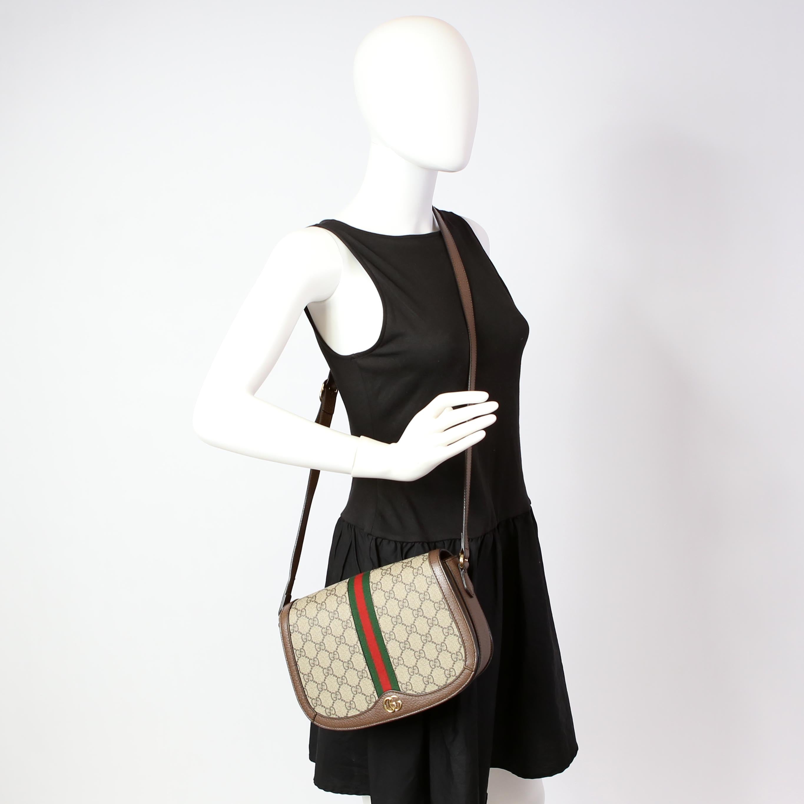 Gucci 601044 Ophidia GG Supreme Small Shoulder Brown