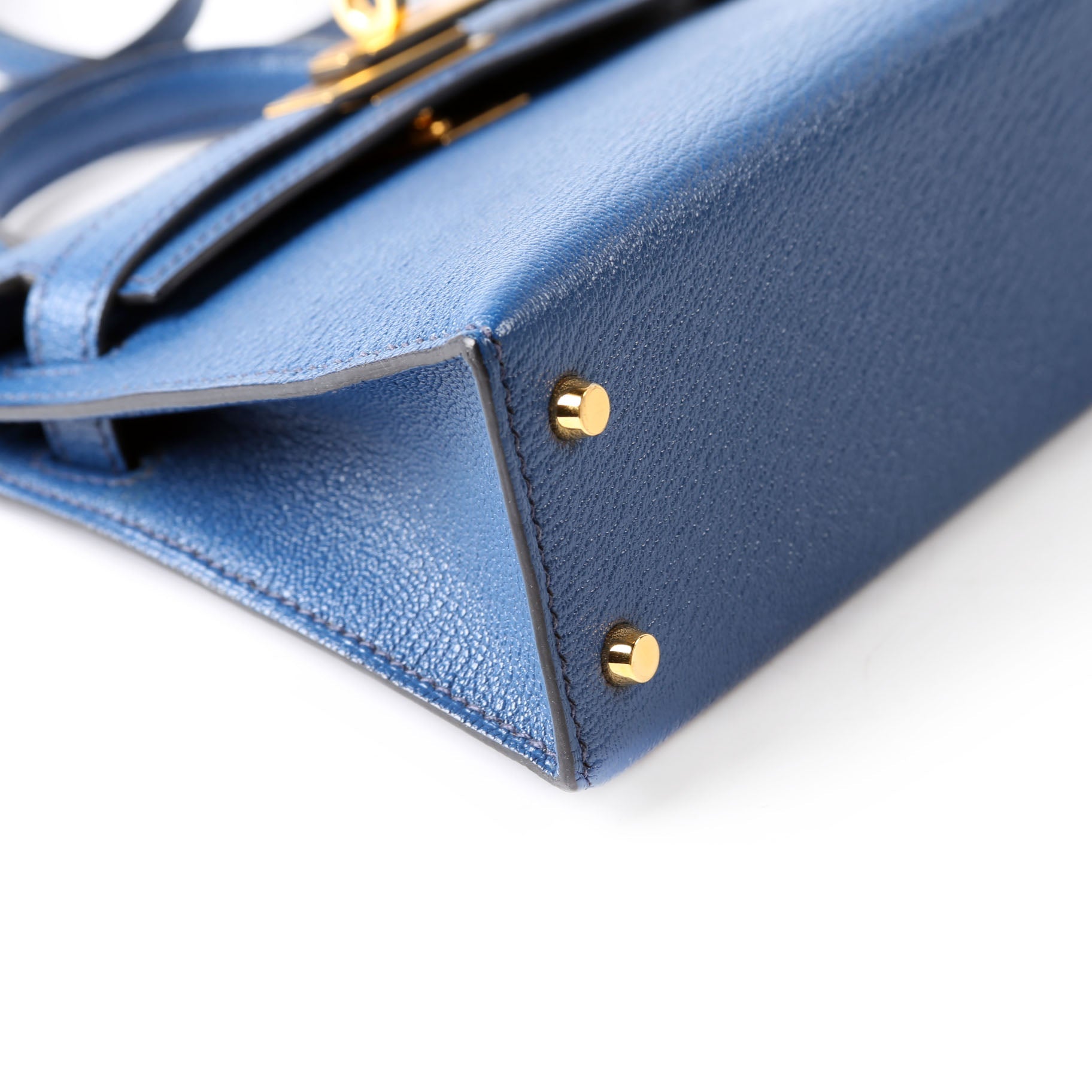 Hermes Kelly Mini Sellier Chevre Mysore 2020 Bleu Royal/Gold