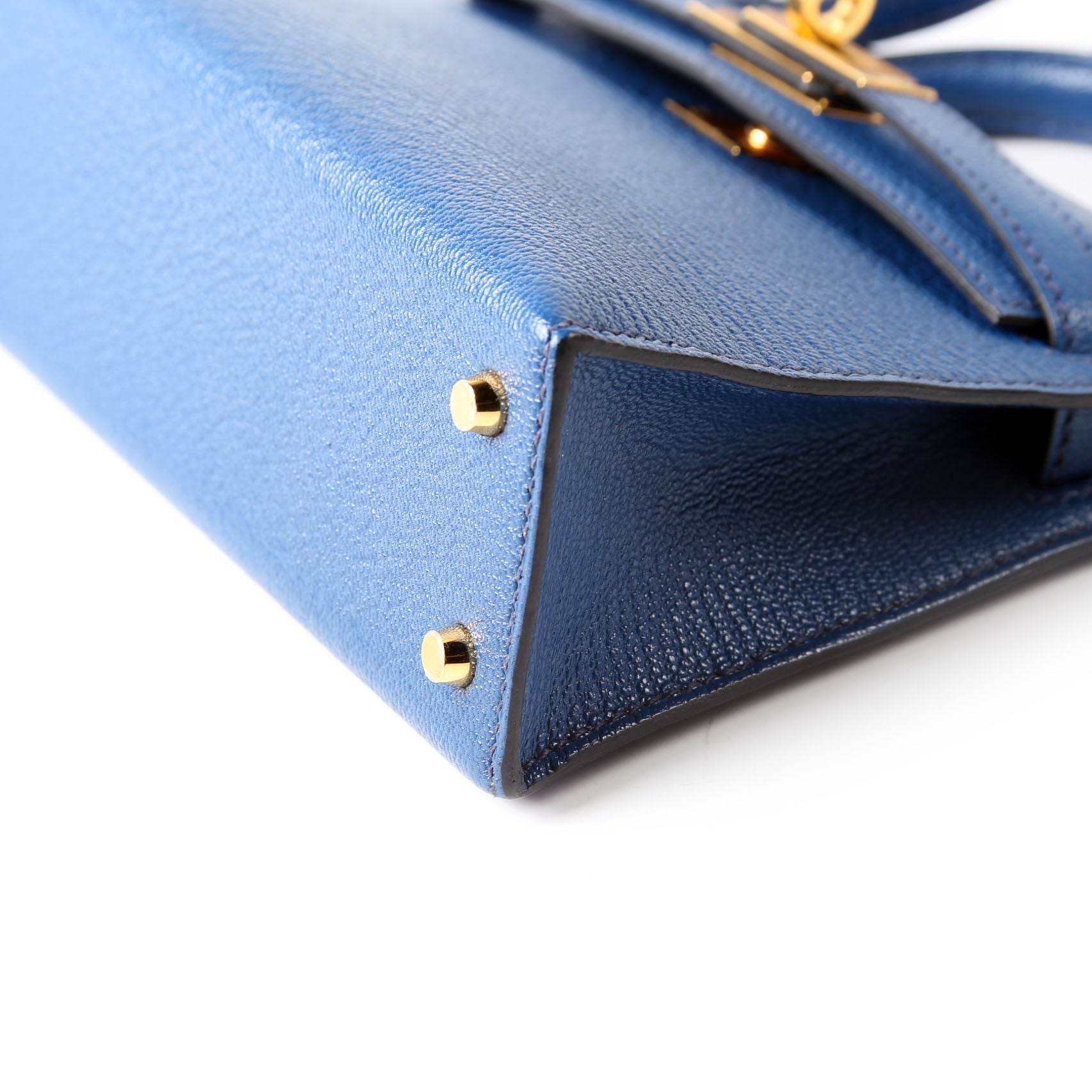 Hermes Kelly Mini Sellier Chevre Mysore 2020 Bleu Royal/Gold