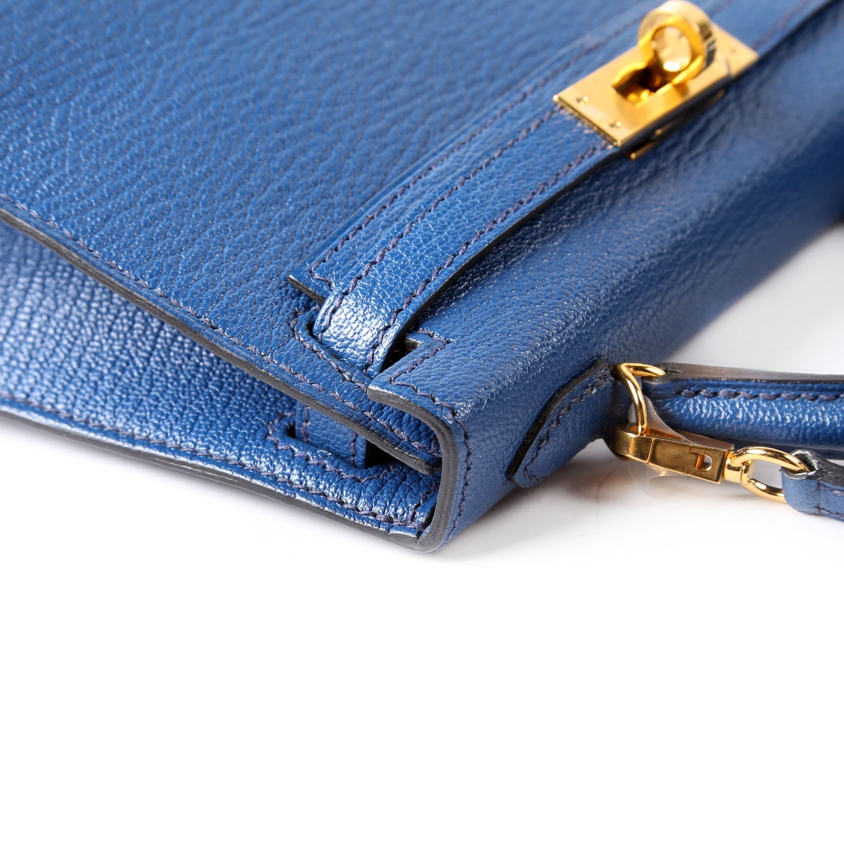 Hermes Kelly Mini Sellier Chevre Mysore 2020 Bleu Royal/Gold