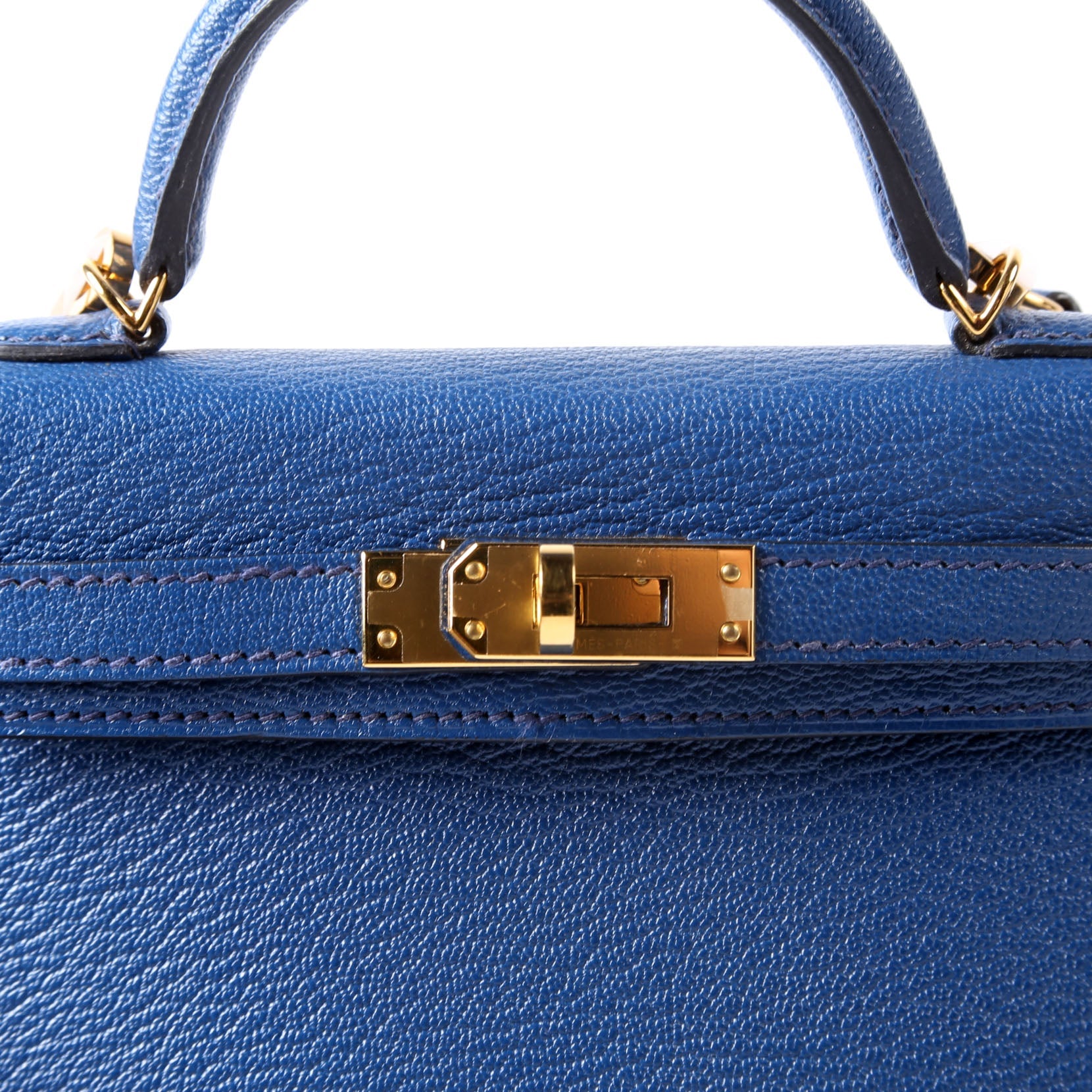 Hermes Kelly Mini Sellier Chevre Mysore 2020 Bleu Royal/Gold