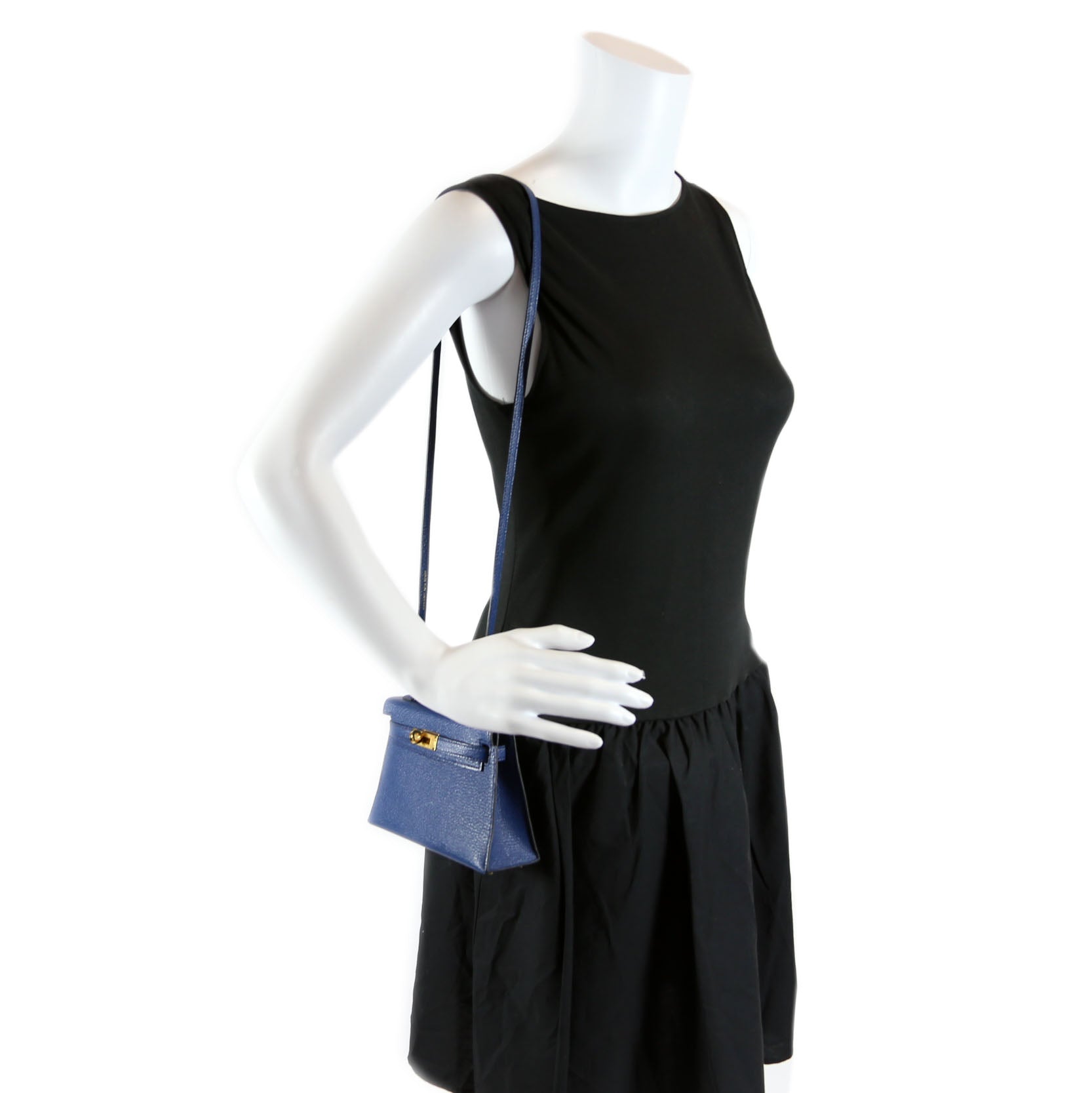 Hermes Kelly Mini Sellier Chevre Mysore 2020 Bleu Royal/Gold