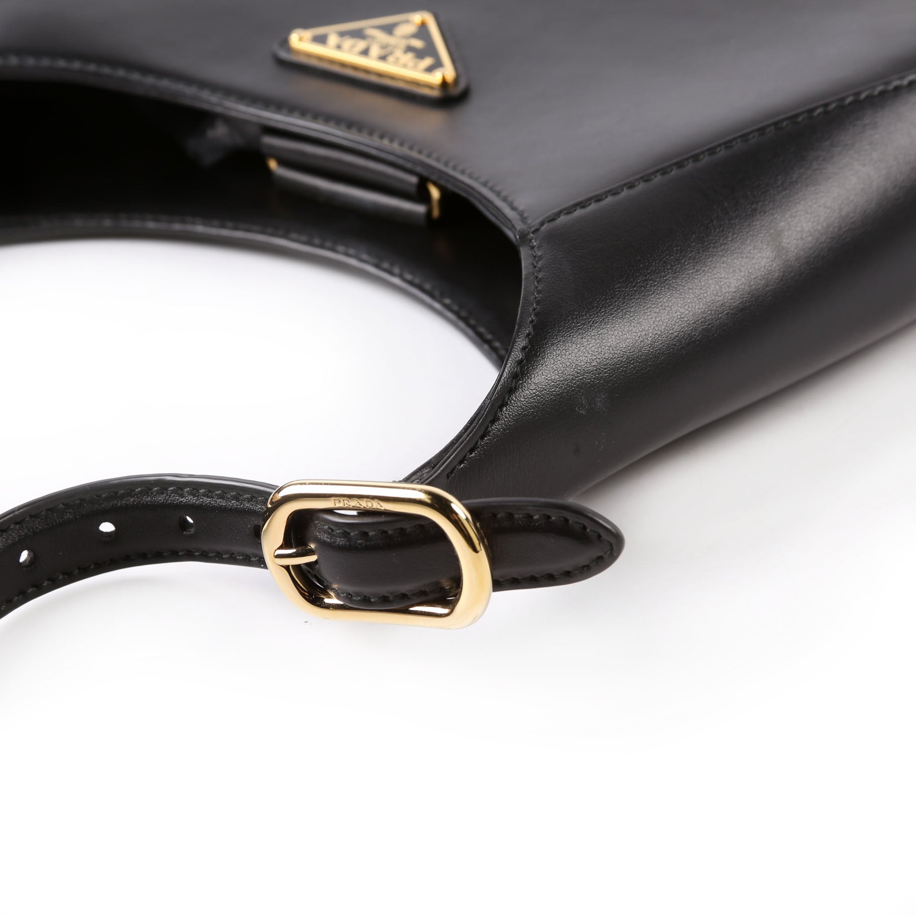 Prada Cleo Box Calfskin Shoulder Bag Black
