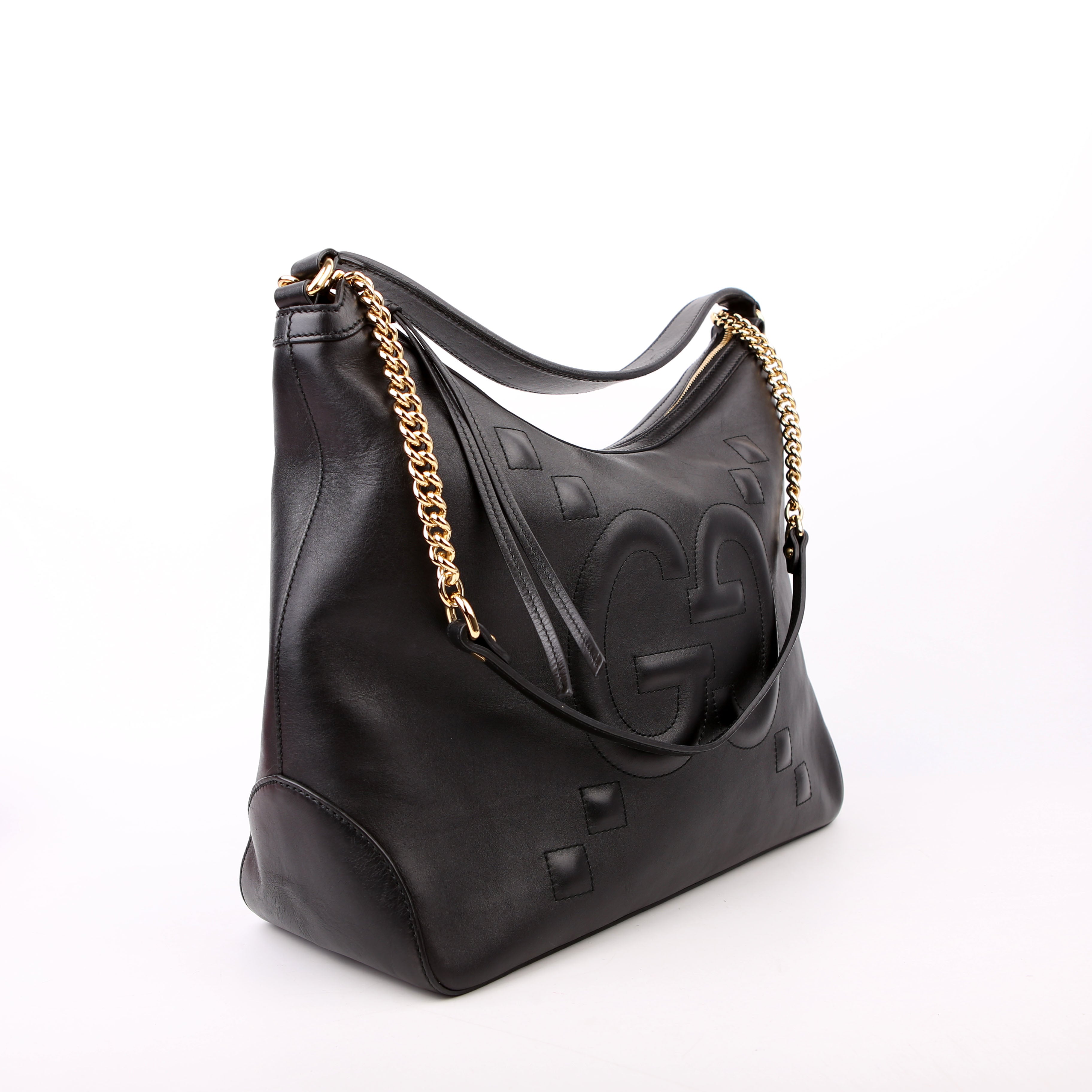 Gucci 474988 GG Embossed Apollo Hobo Large Black