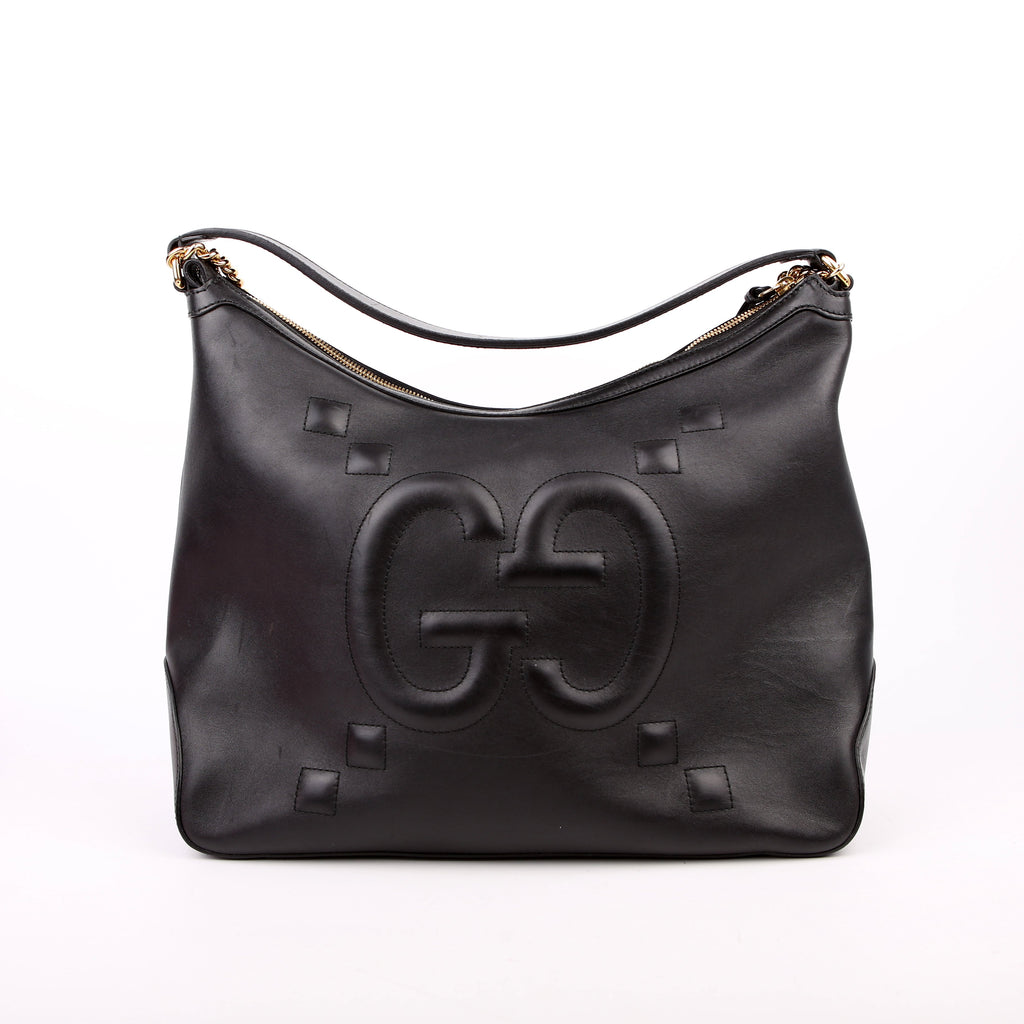 Gucci 474988 GG Embossed Apollo Hobo Large Black