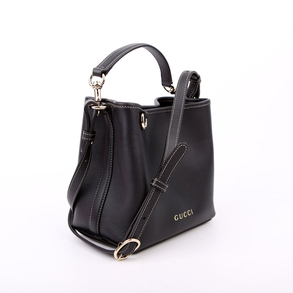 Gucci 815118 GG Emblem Bucket Small Black