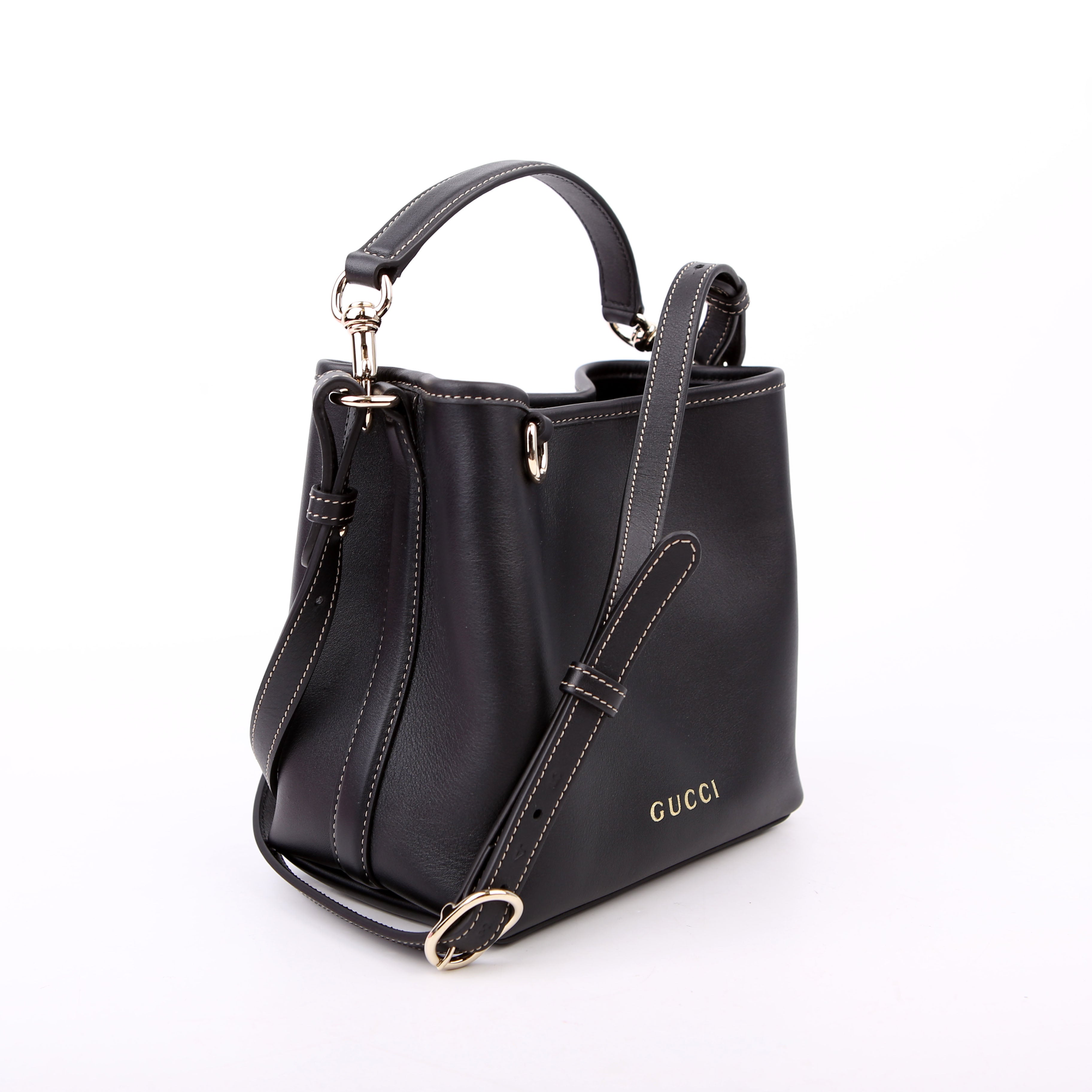 Gucci 815118 GG Emblem Bucket Small Black