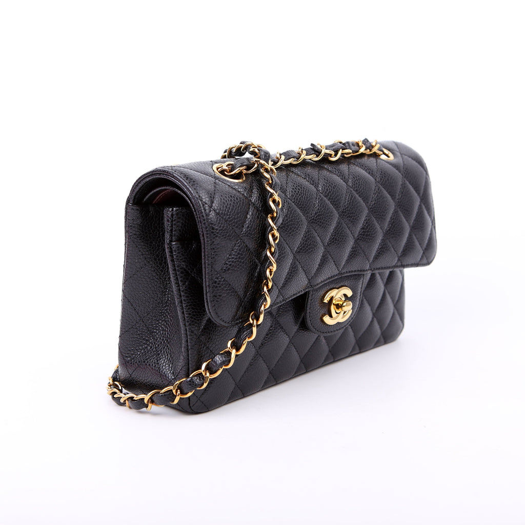 Classic Flap Small Caviar RFID Black/Gold