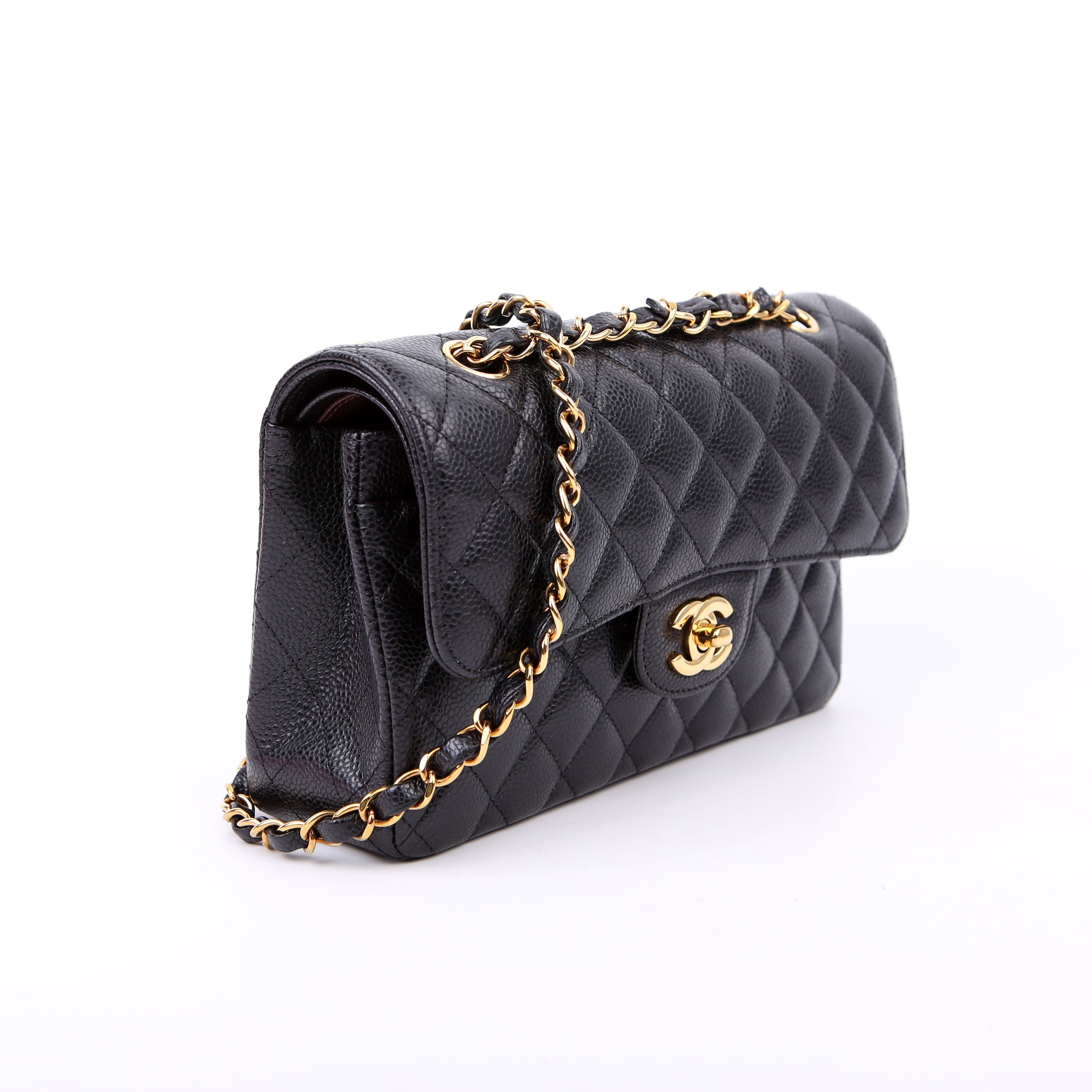 Classic Flap Small Caviar RFID Black/Gold