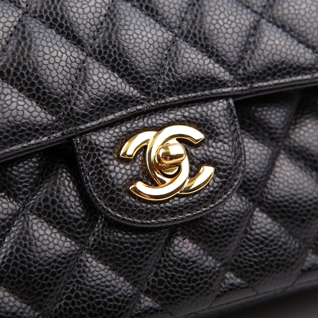 Classic Flap Small Caviar RFID Black/Gold