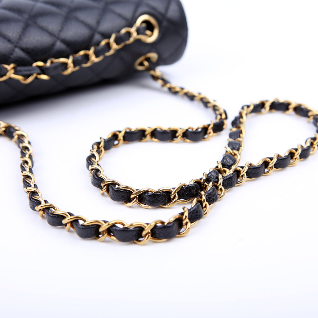 Classic Flap Small Caviar RFID Black/Gold