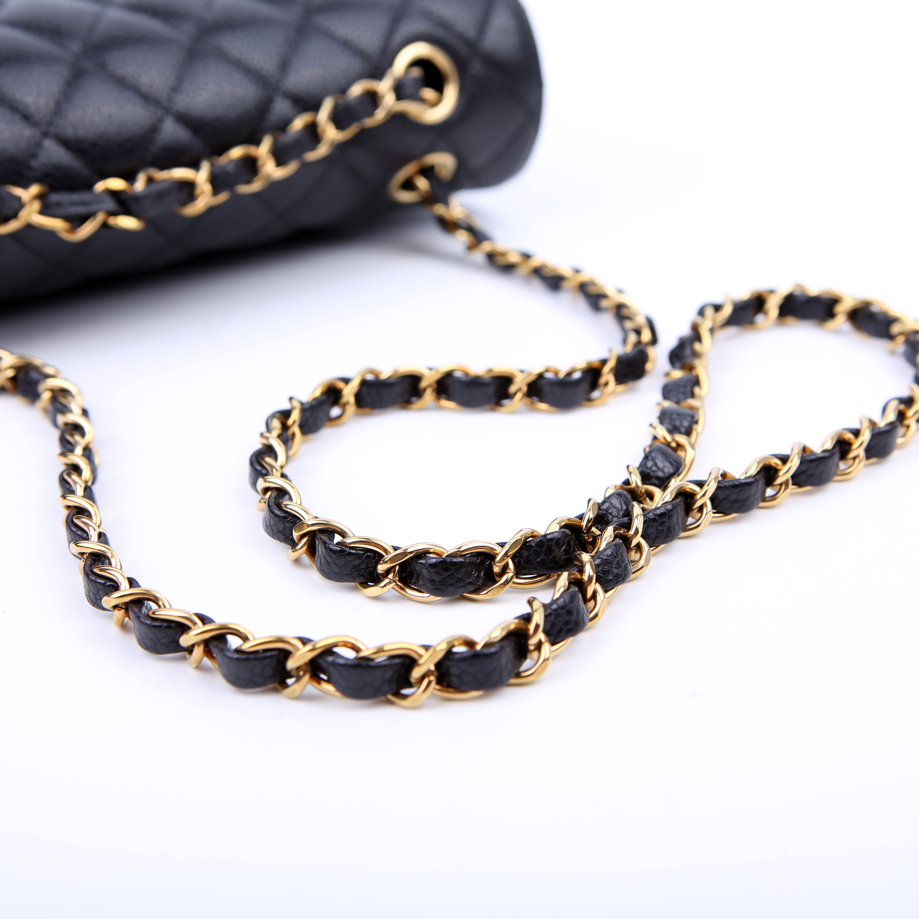 Classic Flap Small Caviar RFID Black/Gold