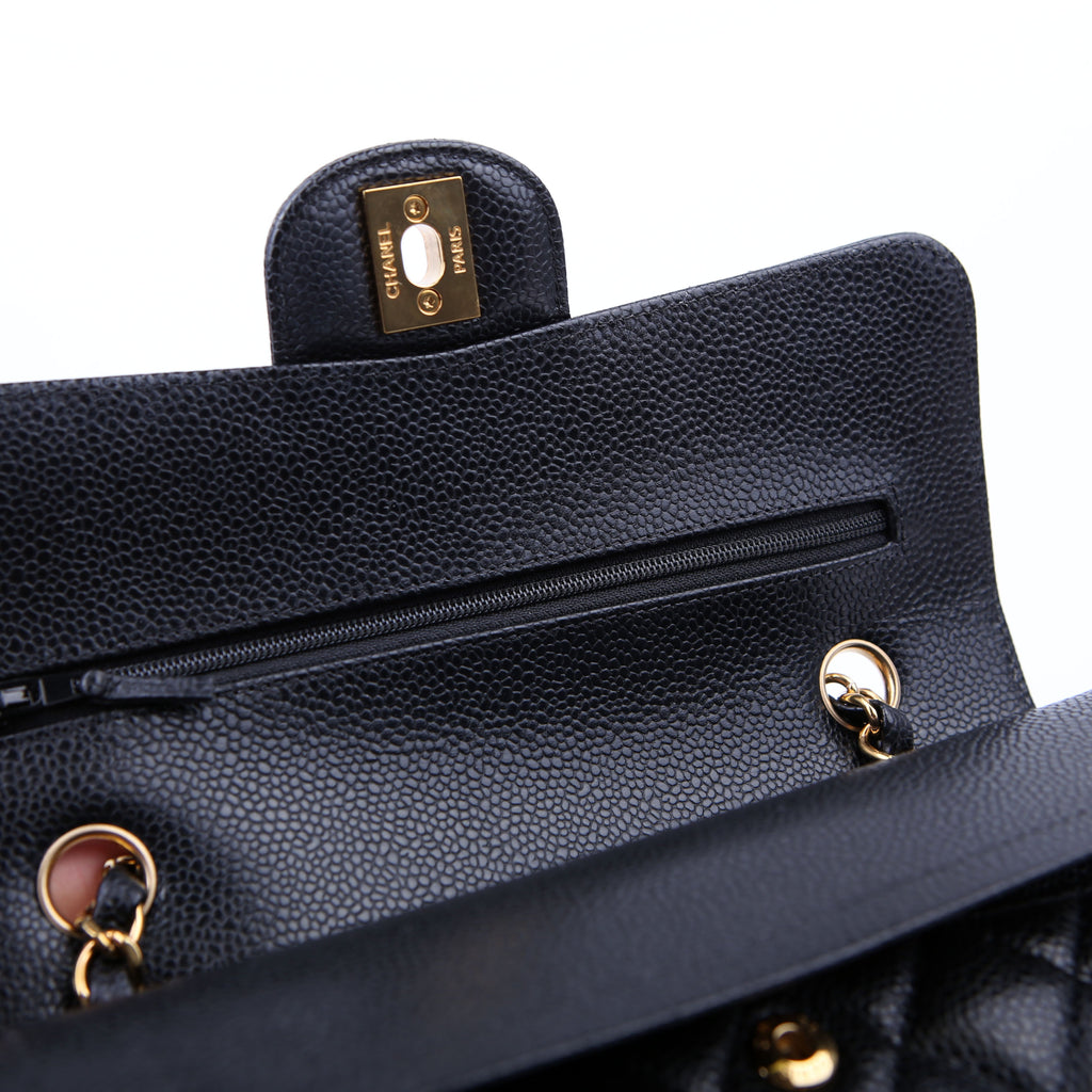 Classic Flap Small Caviar RFID Black/Gold