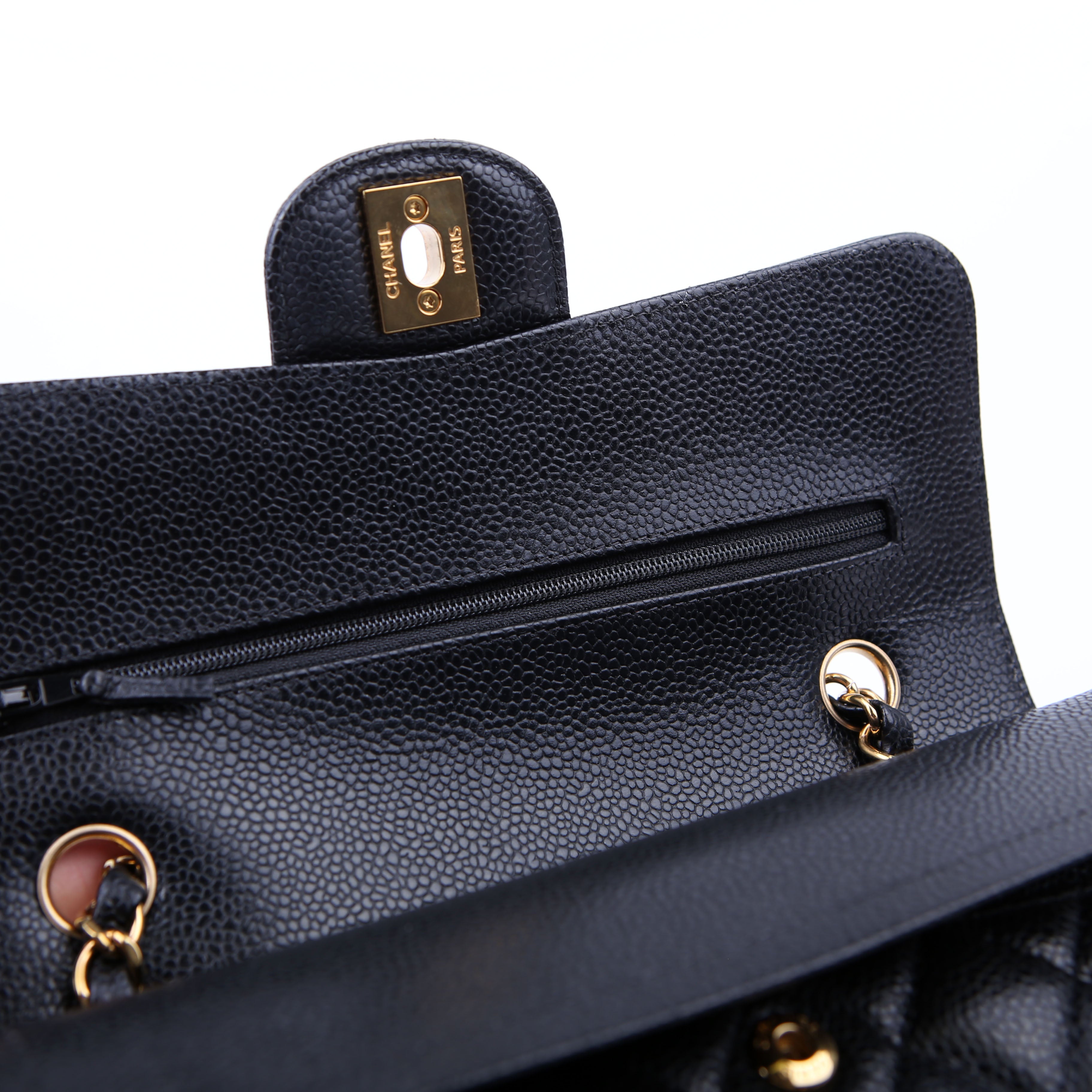Classic Flap Small Caviar RFID Black/Gold