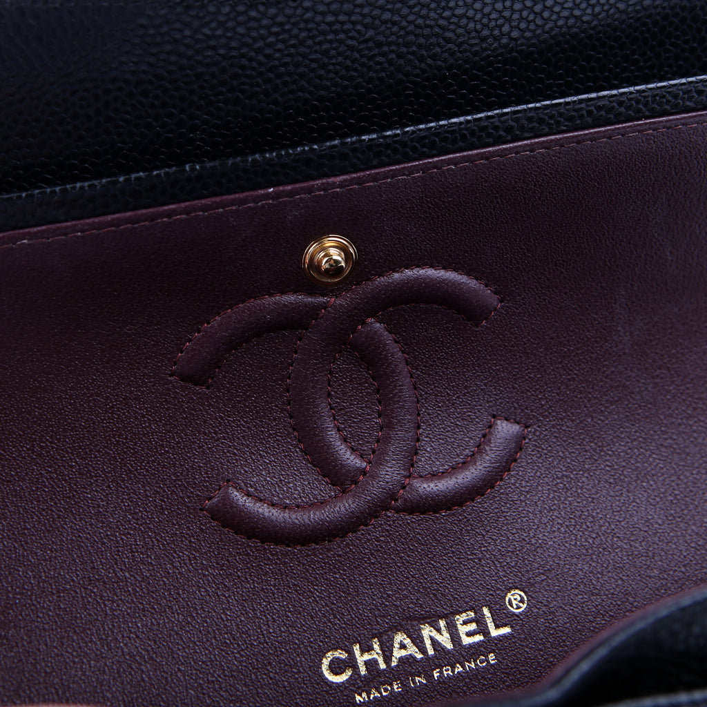 Classic Flap Small Caviar RFID Black/Gold