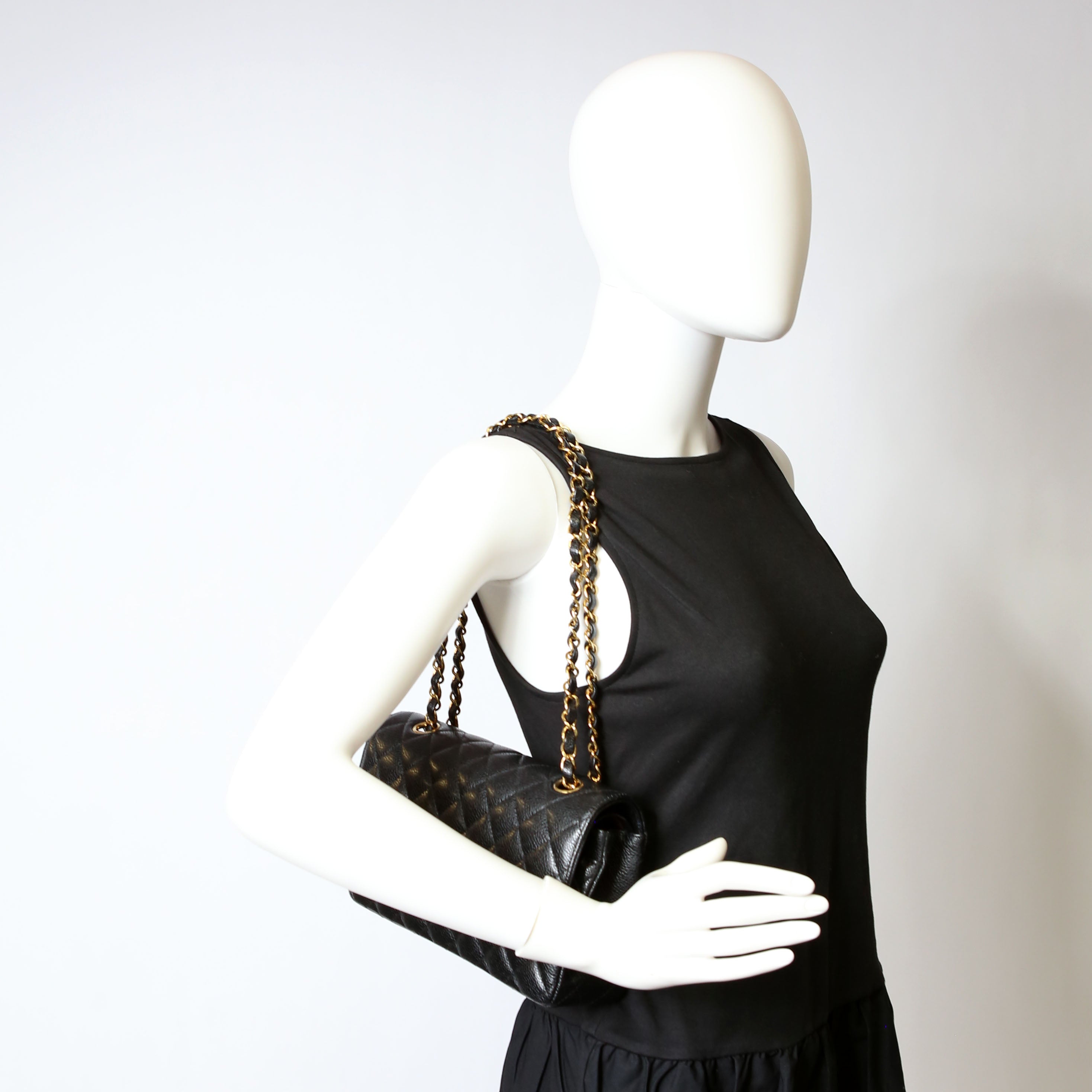 Classic Flap Small Caviar RFID Black/Gold