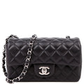 Classic Flap Mini Rectangle Lambskin RFID Black/Silver
