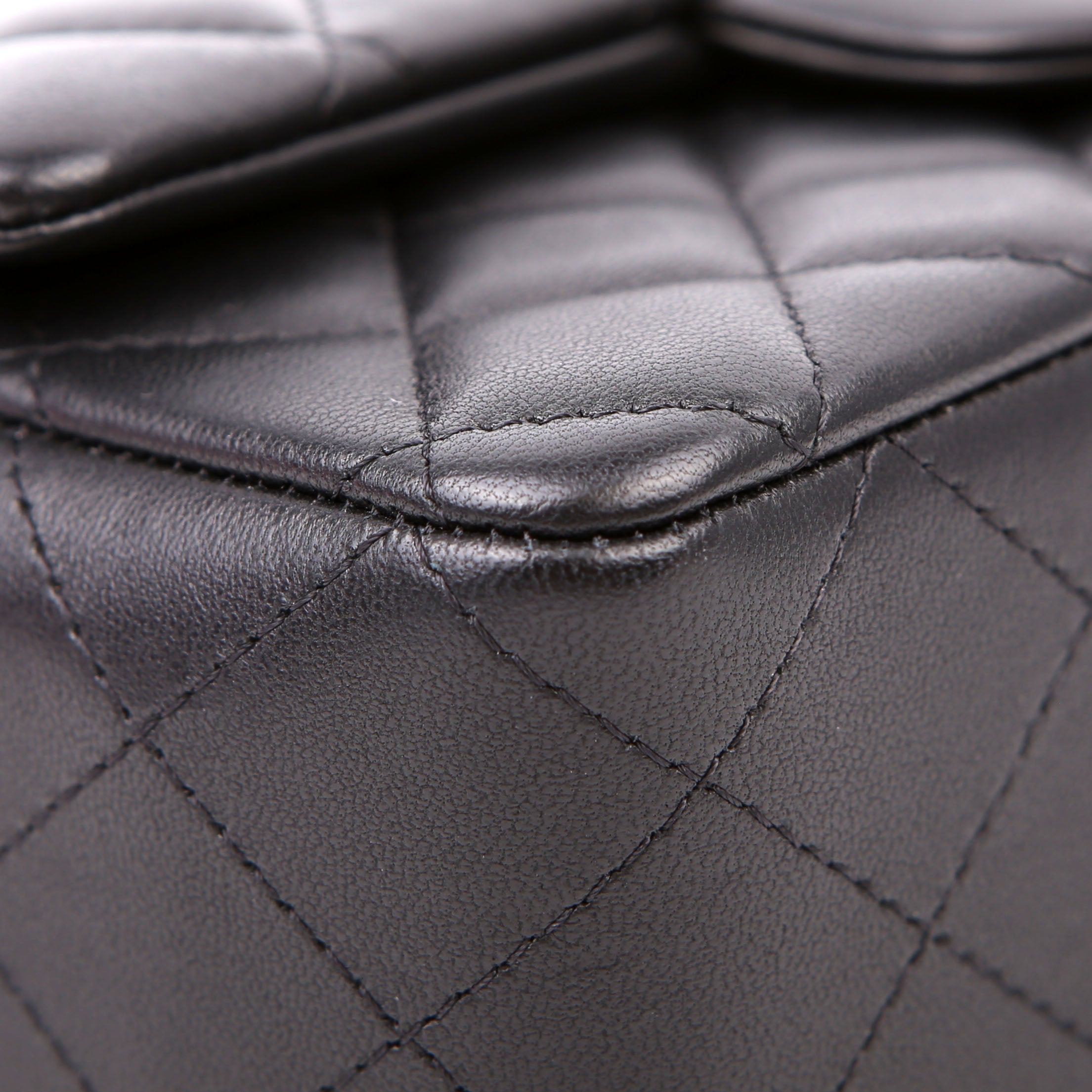 Classic Flap Mini Rectangle Lambskin RFID Black/Silver