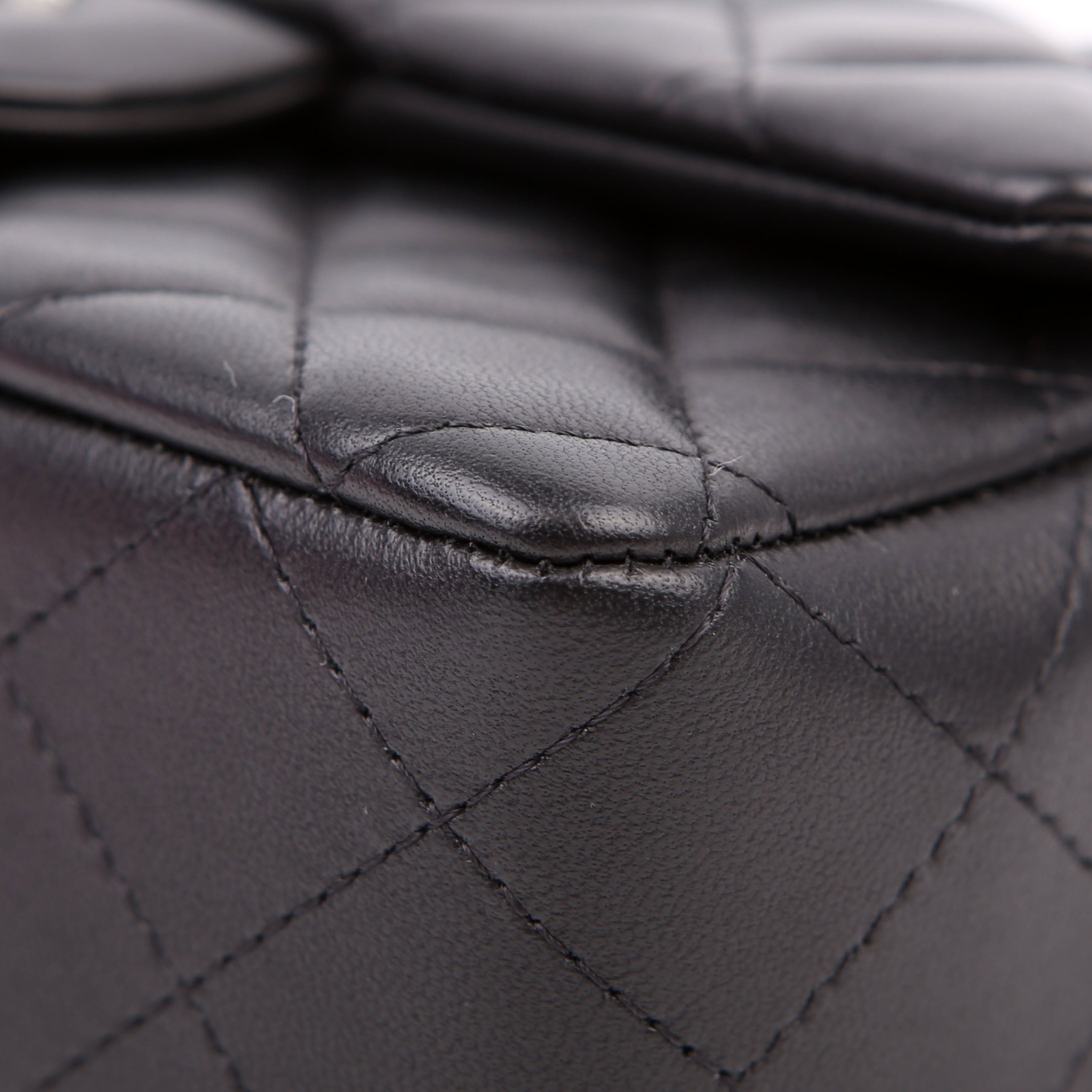Classic Flap Mini Rectangle Lambskin RFID Black/Silver