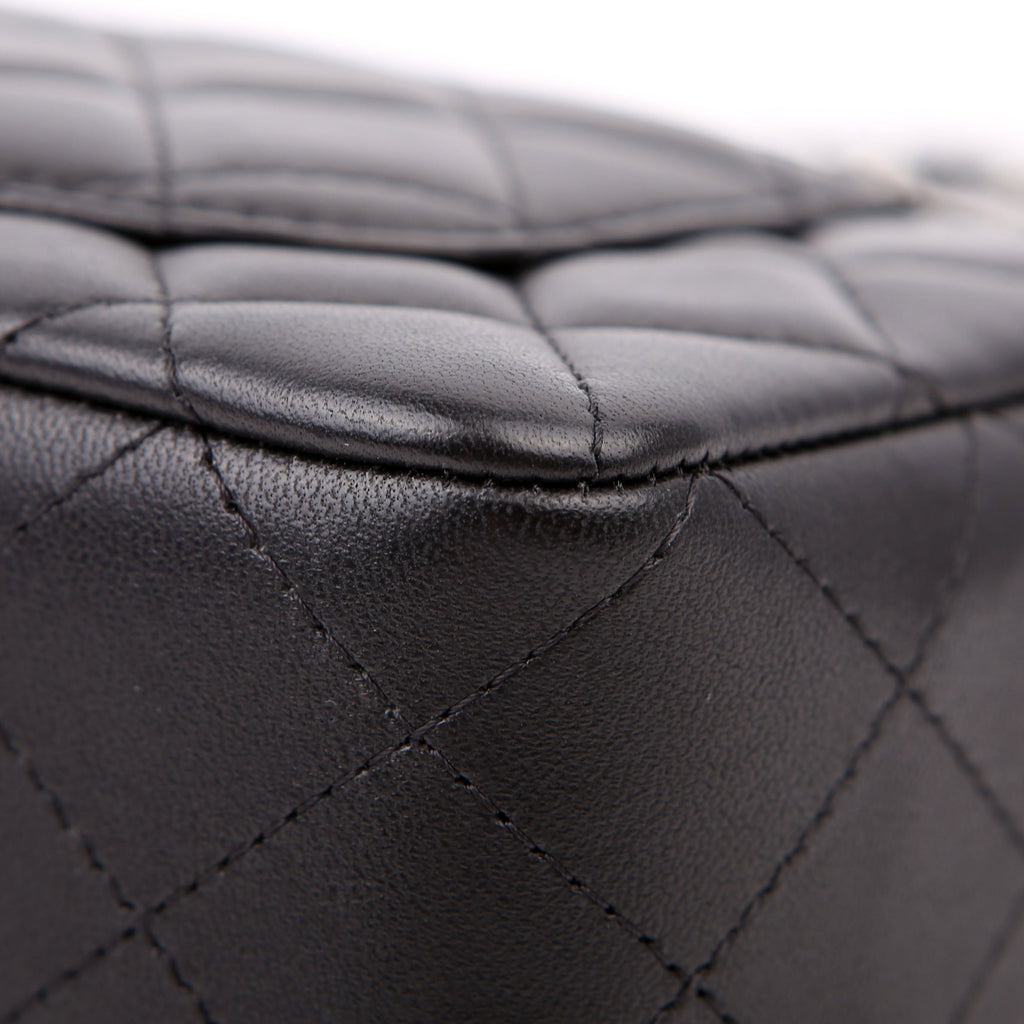 Classic Flap Mini Rectangle Lambskin RFID Black/Silver