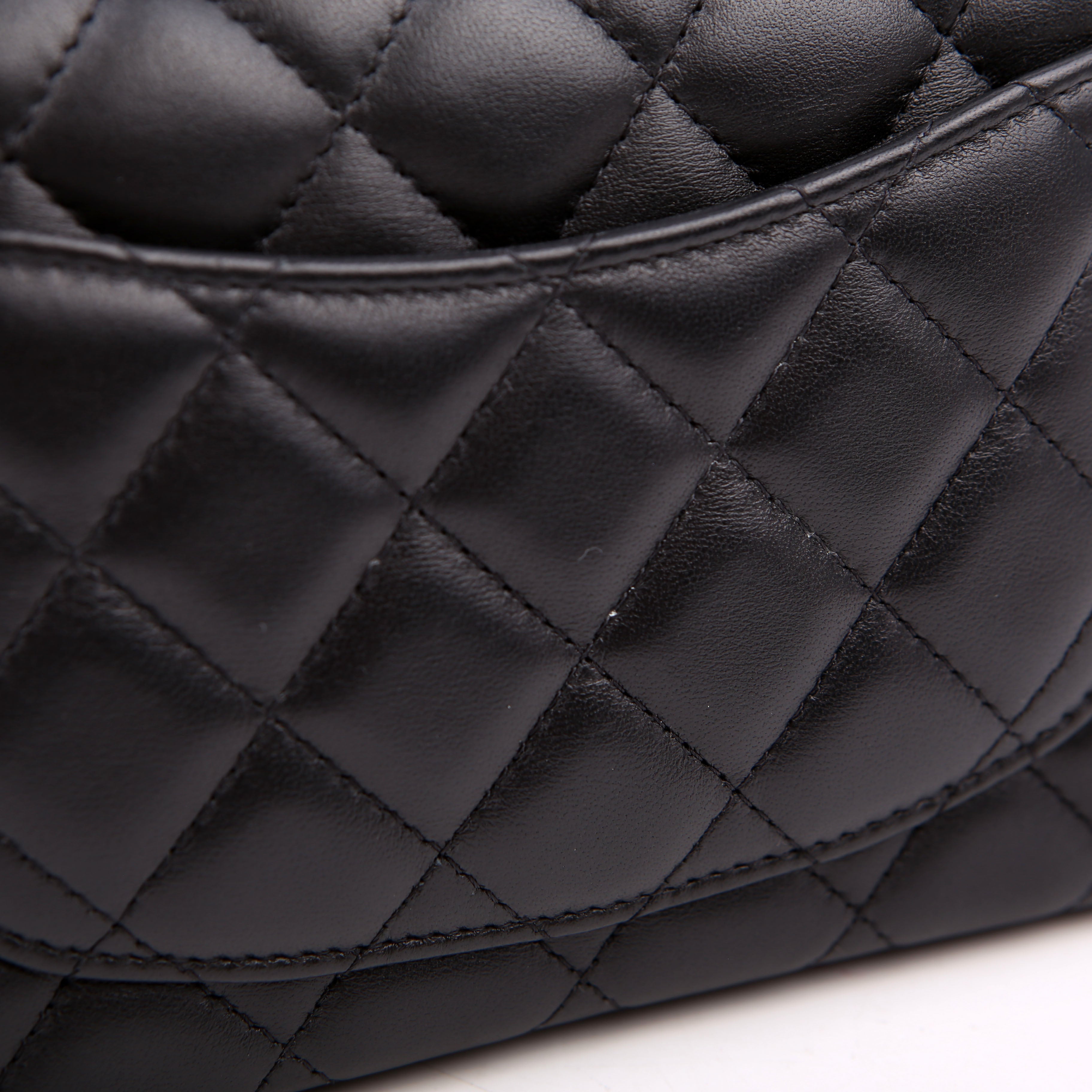 Classic Flap Mini Rectangle Lambskin RFID Black/Silver