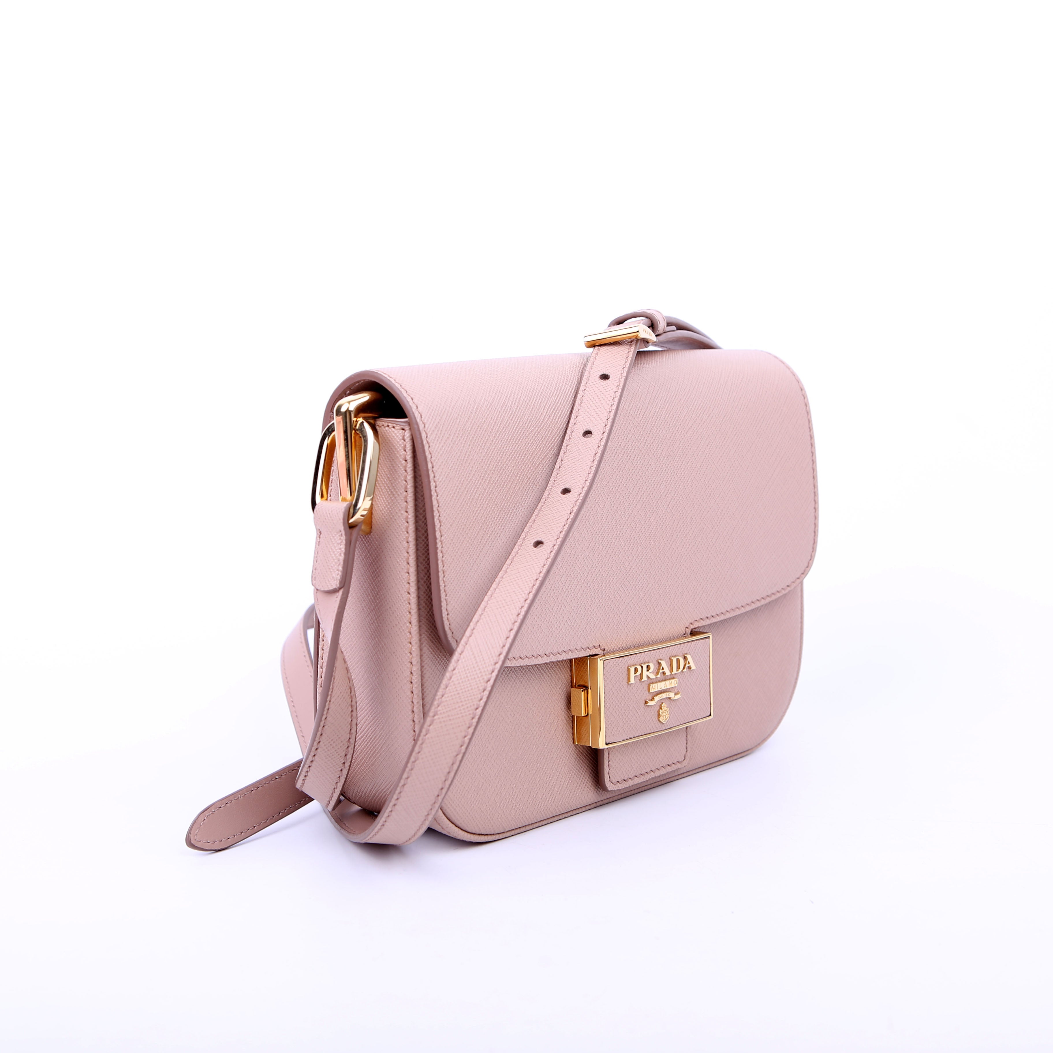 Prada Saffiano Lux Embleme Flap Tan