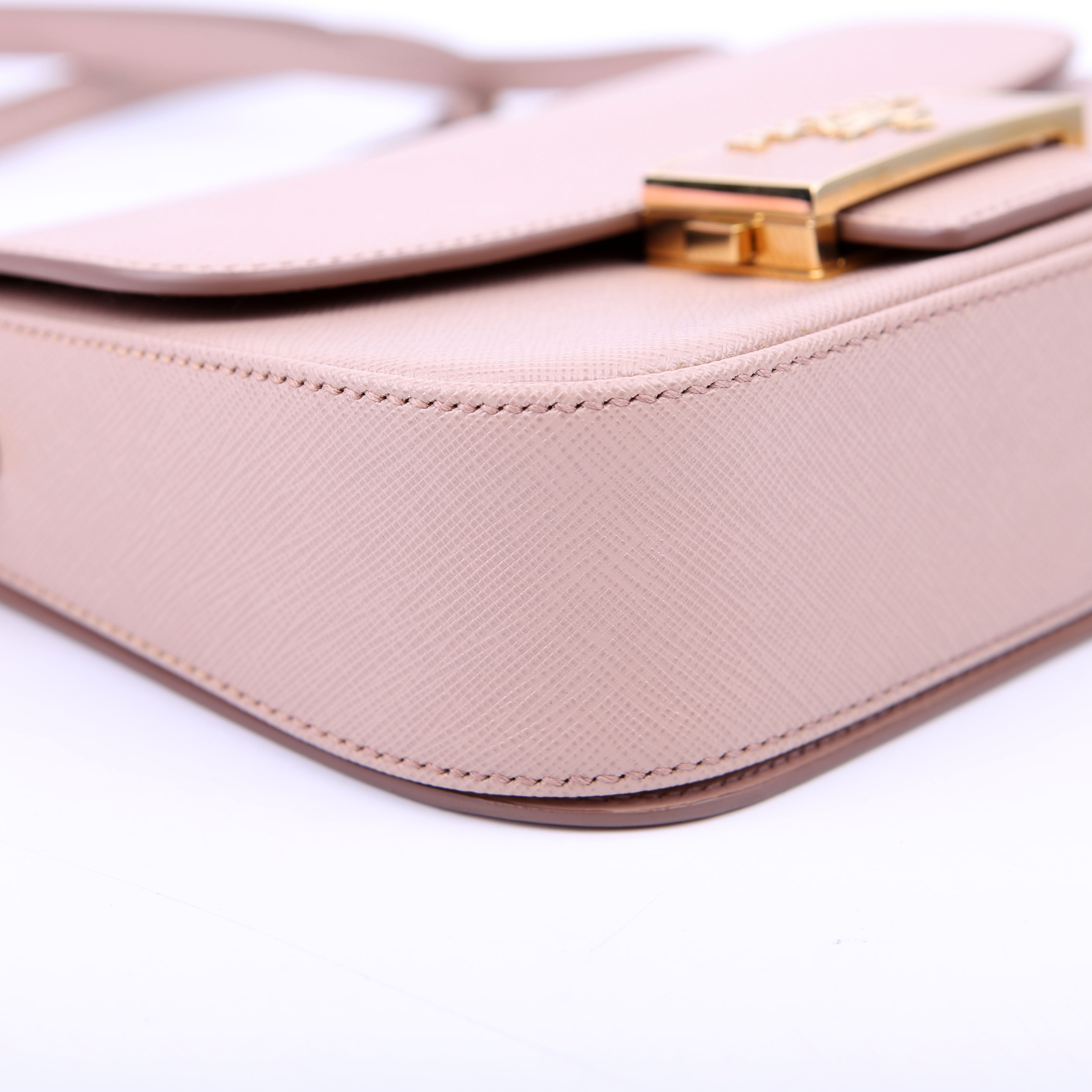 Prada Saffiano Lux Embleme Flap Tan