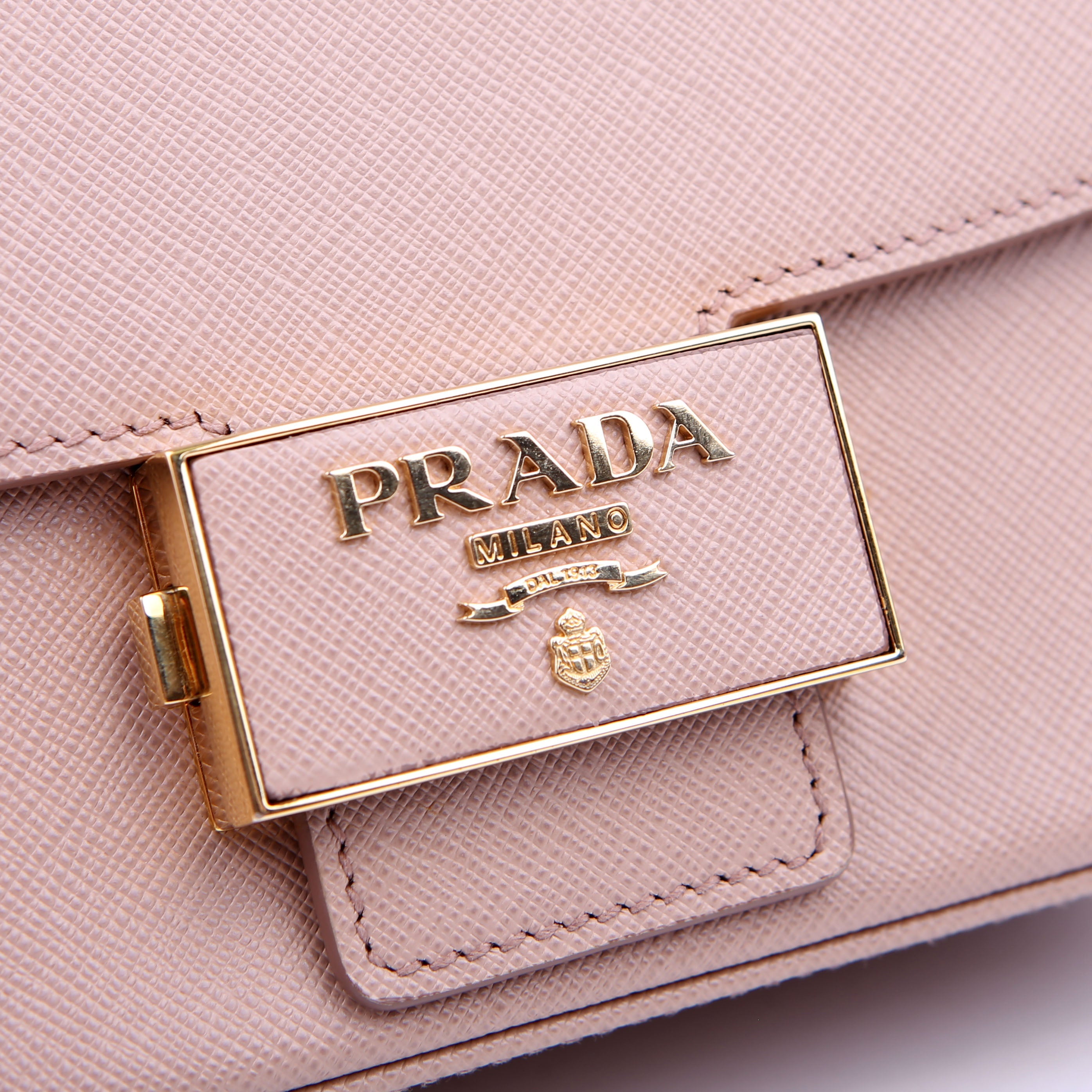 Prada Saffiano Lux Embleme Flap Tan